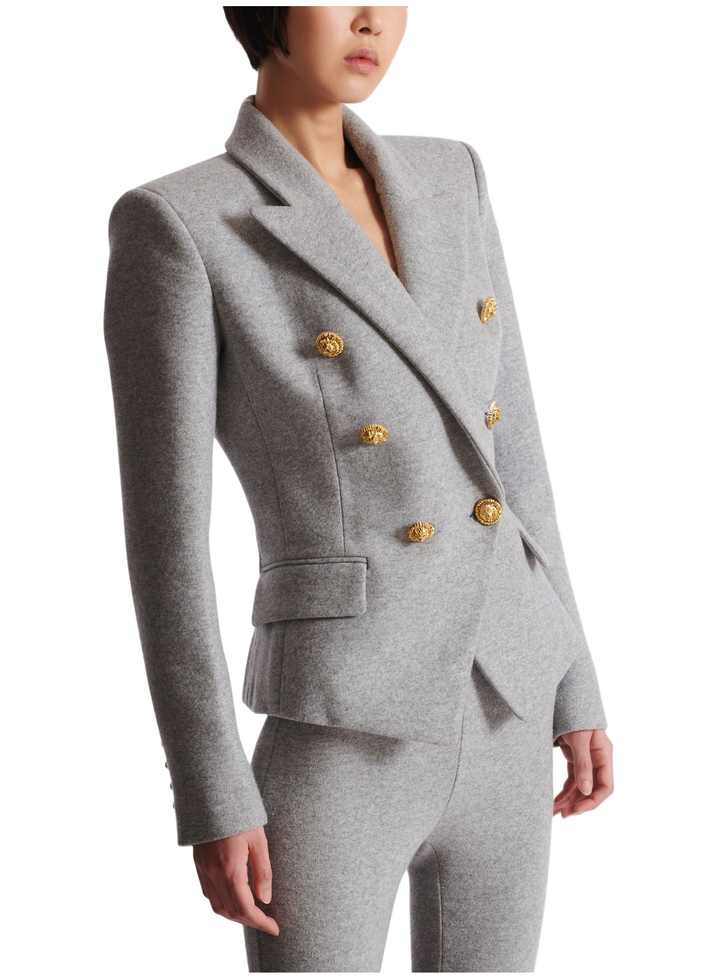 Veste 6 boutons en jersey de coton BALMAIN Gris