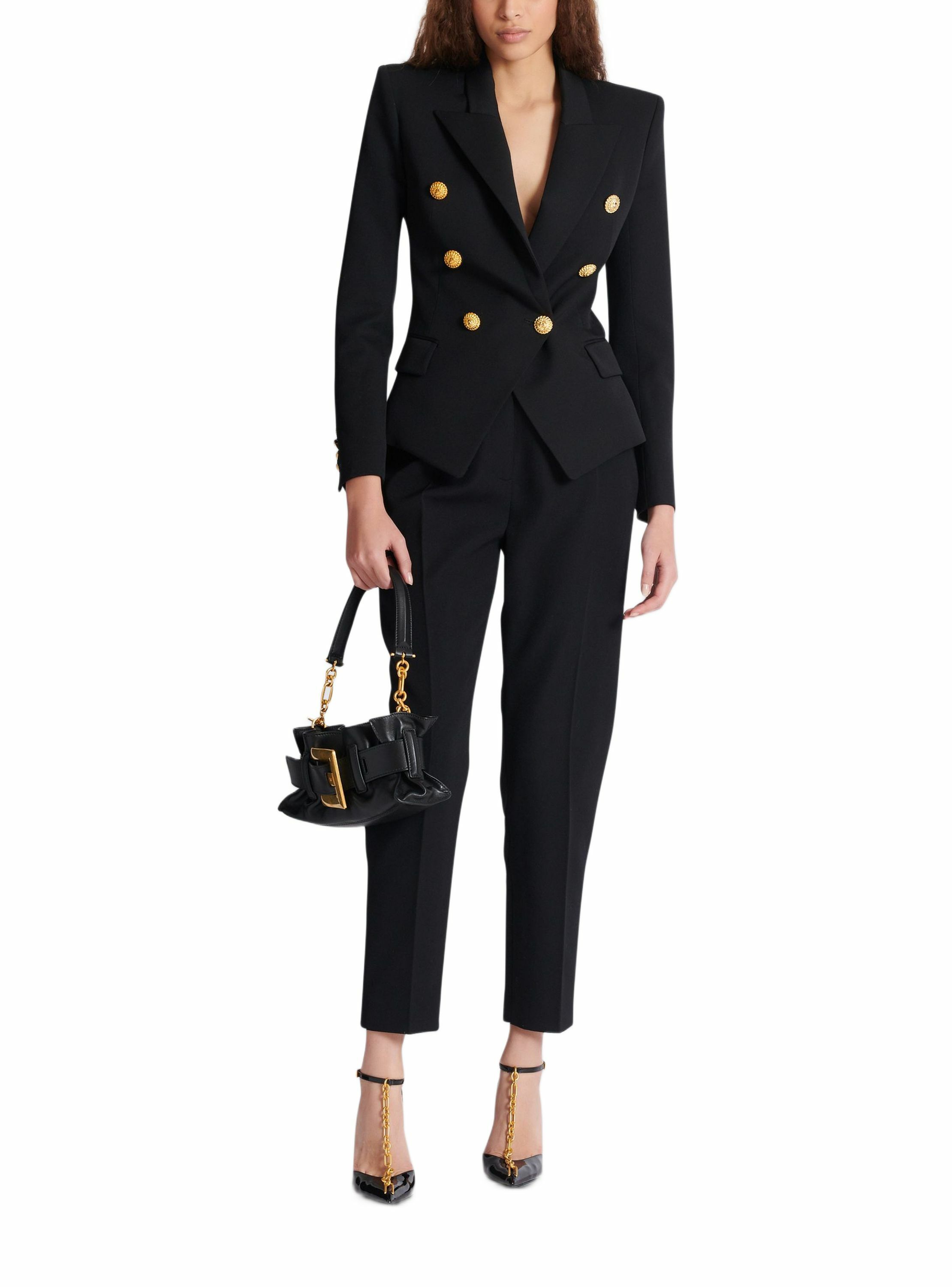 Veste 6 boutons ajustée en grain de poudre BALMAIN Noir