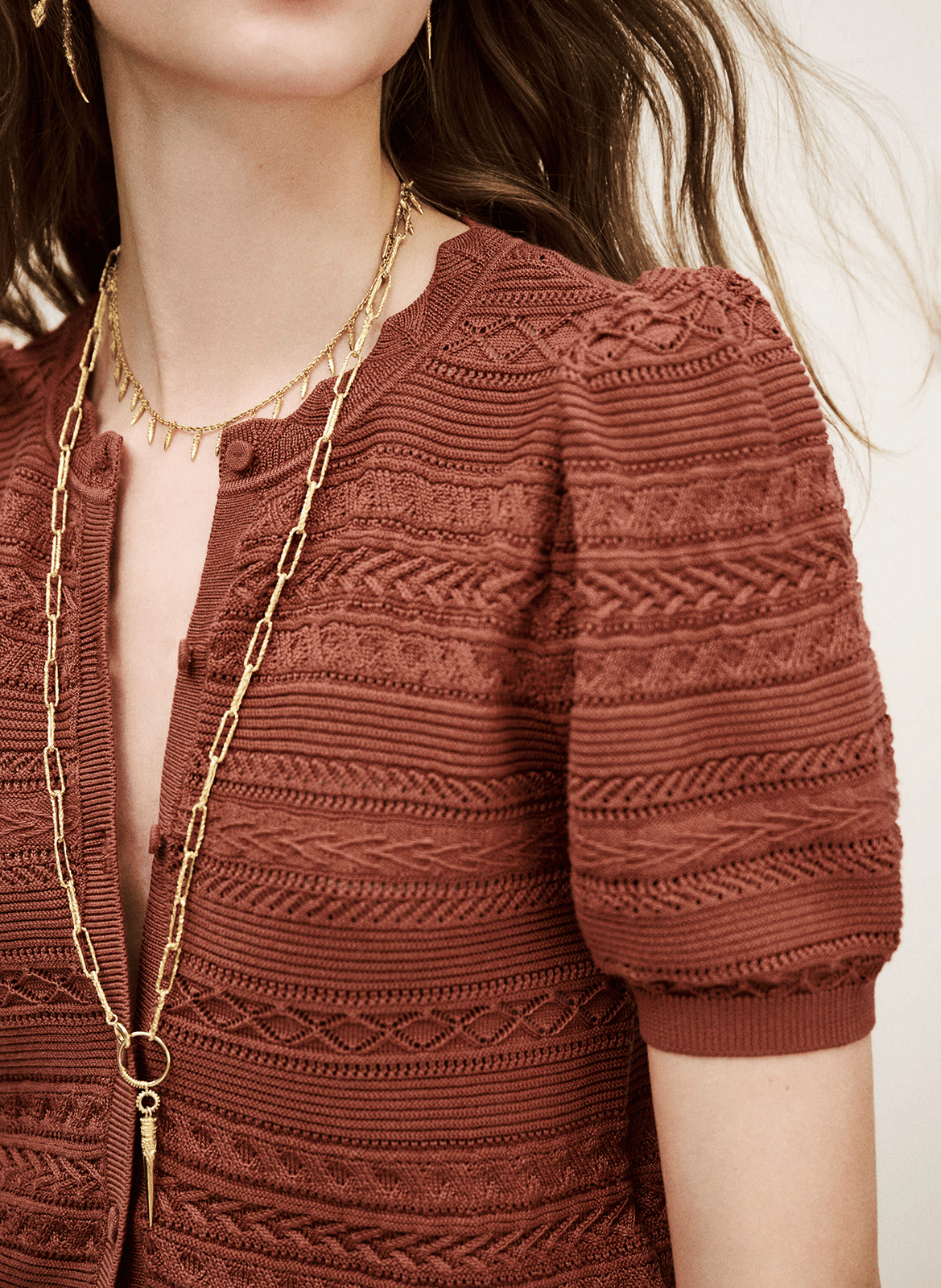 Pull col rond en coton mélangé vinat BA&SH Marron