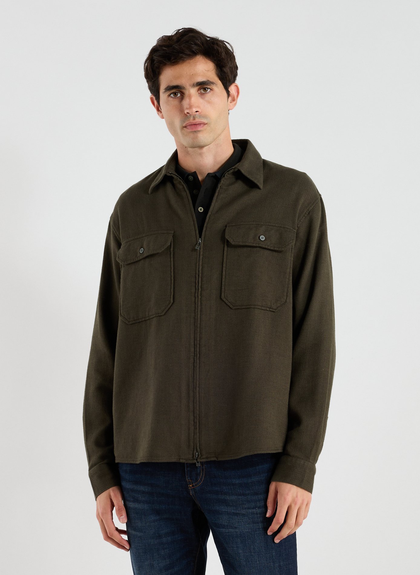 ARMANI EXCHANGE Chemise col classique en coton Marron