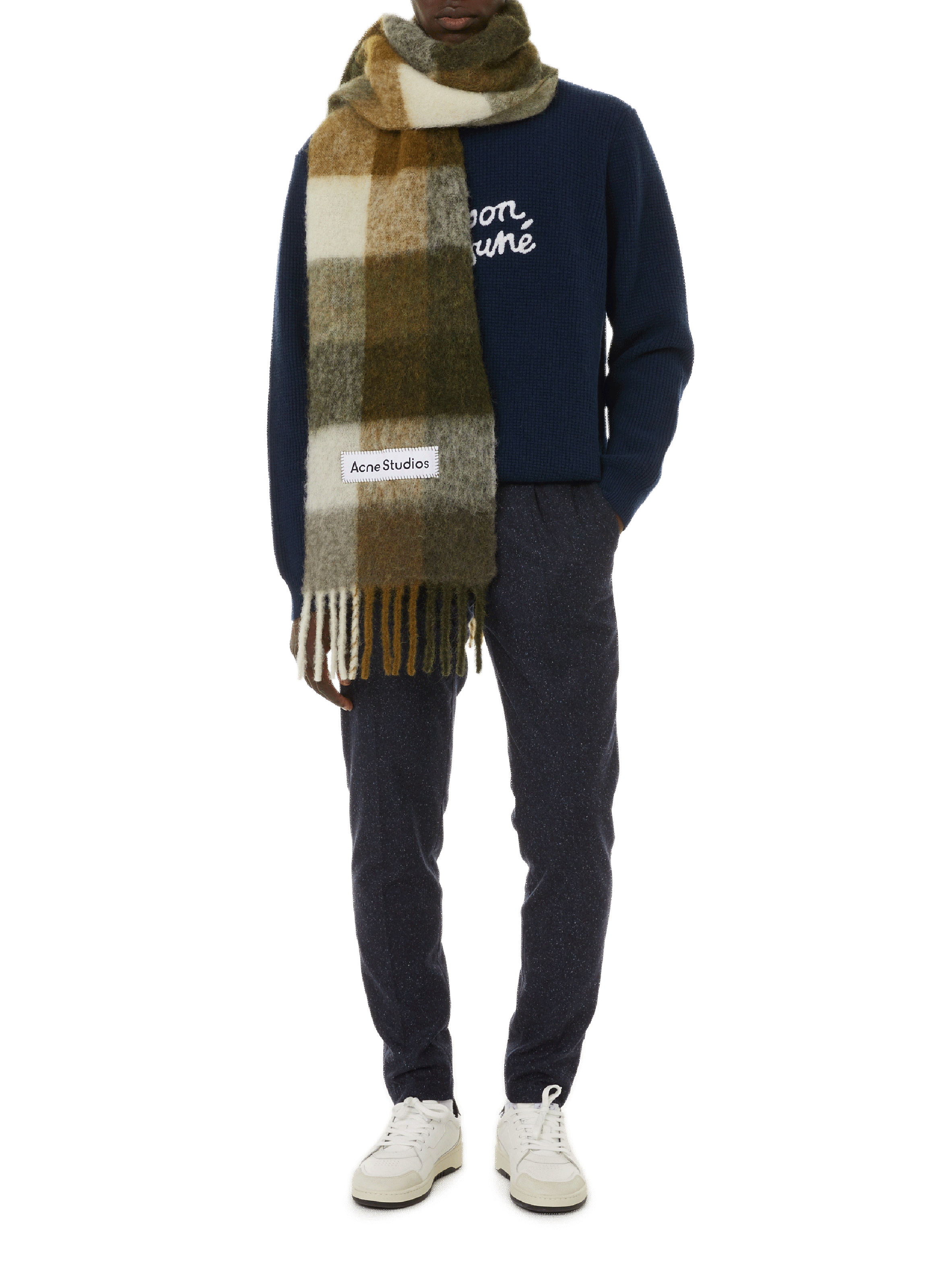 Echarpe Large Check en alpaga, laine et mohair mélangés ACNE STUDIOS Marron