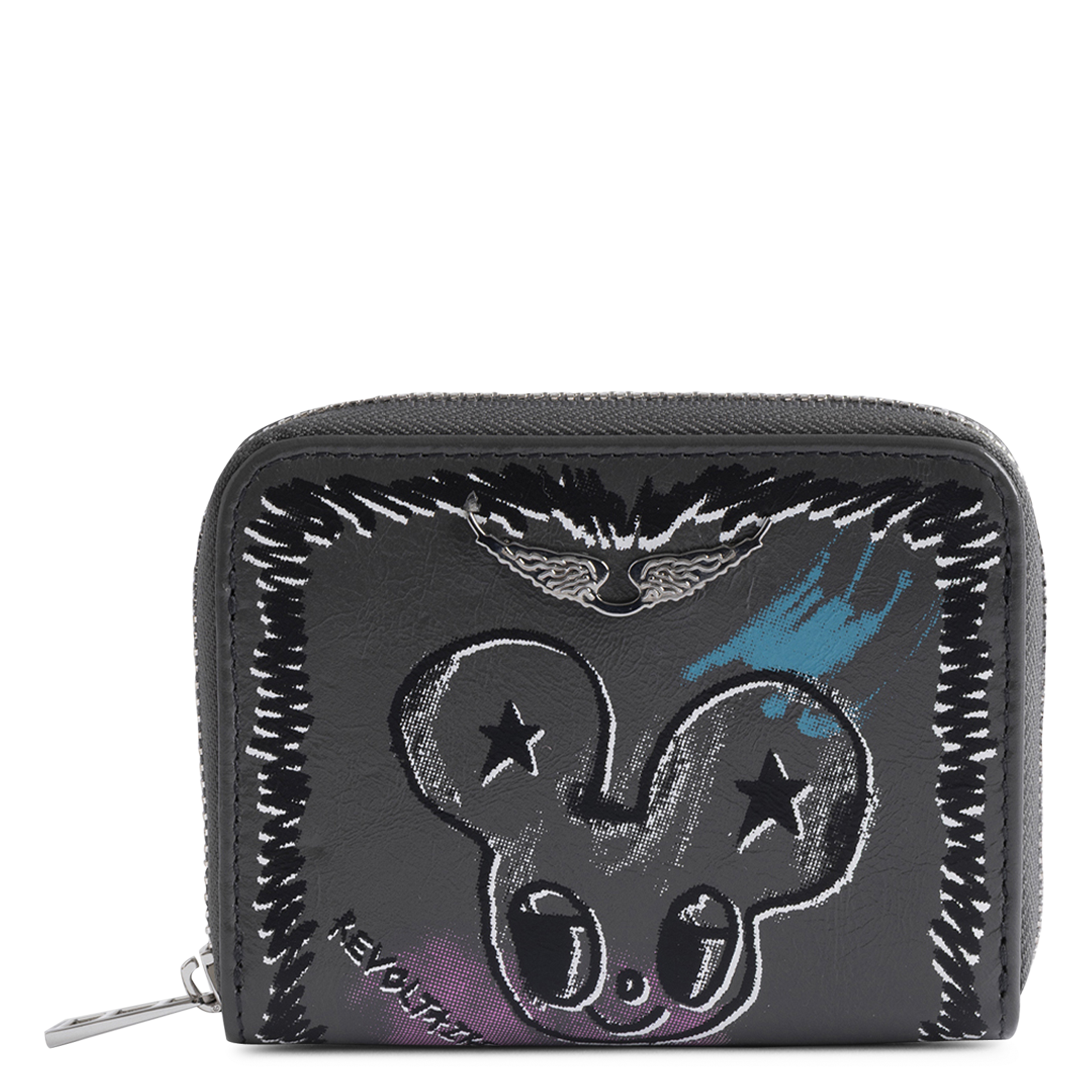 Portefeuille en cuir imprimé mini zv ZADIG&VOLTAIRE Gris