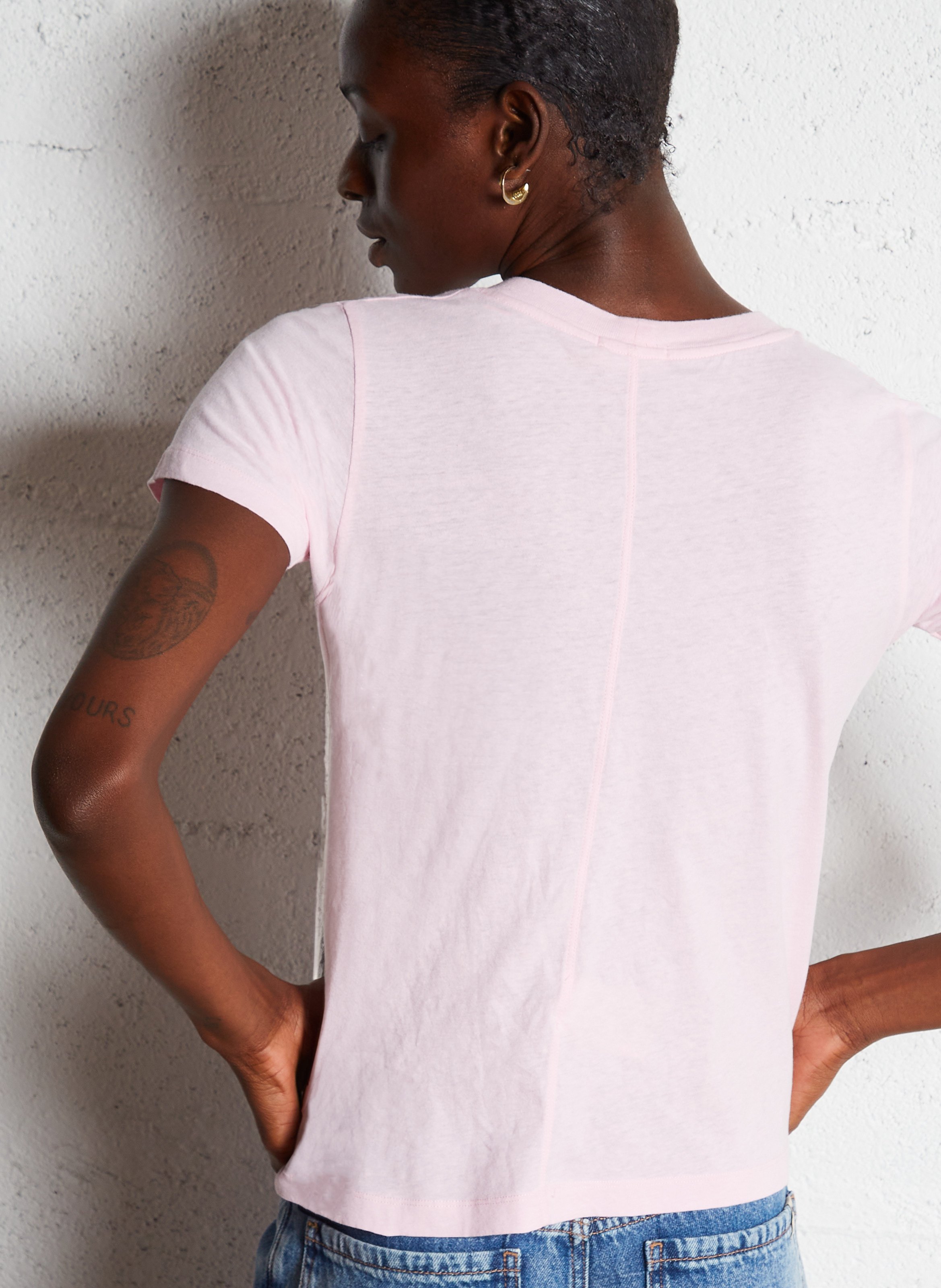 Tee-shirt col rond en coton gamipy AMERICAN VINTAGE Rose