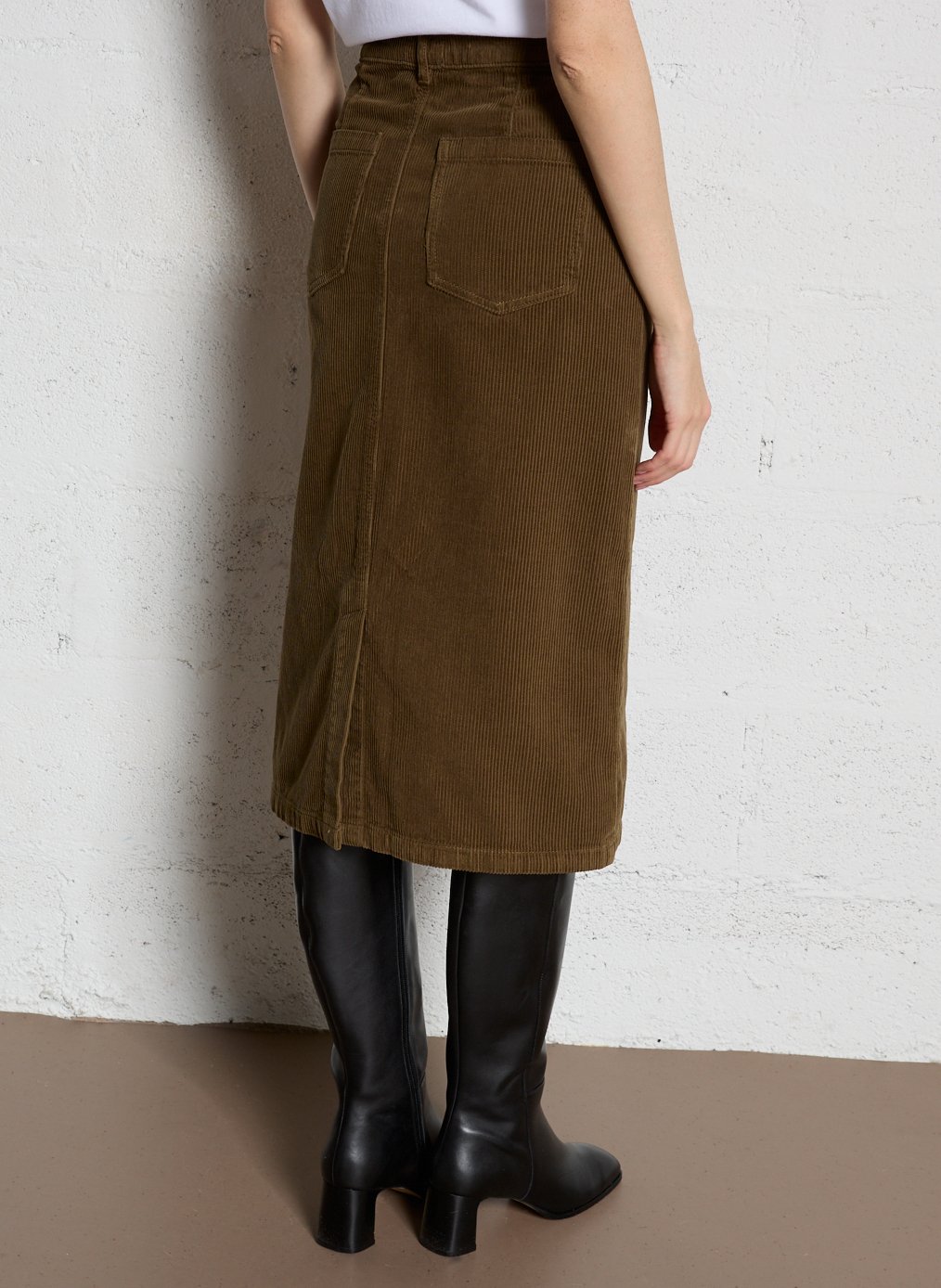 Jupe midi en coton côtelé kayne MAISON 123 Vert