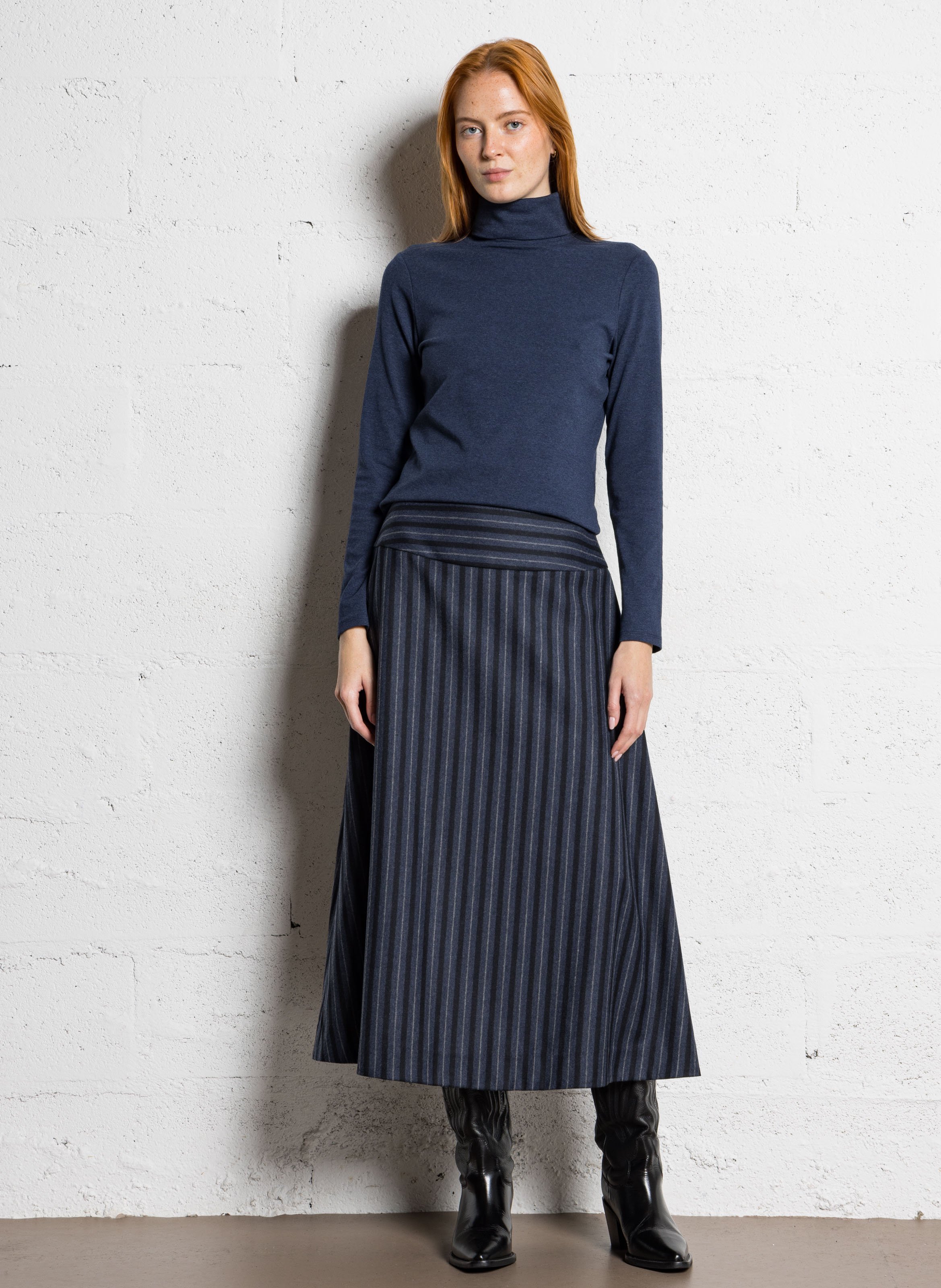 Tee-shirt manches longues fluide à col roulé Ferguie MAISON 123 Bleu