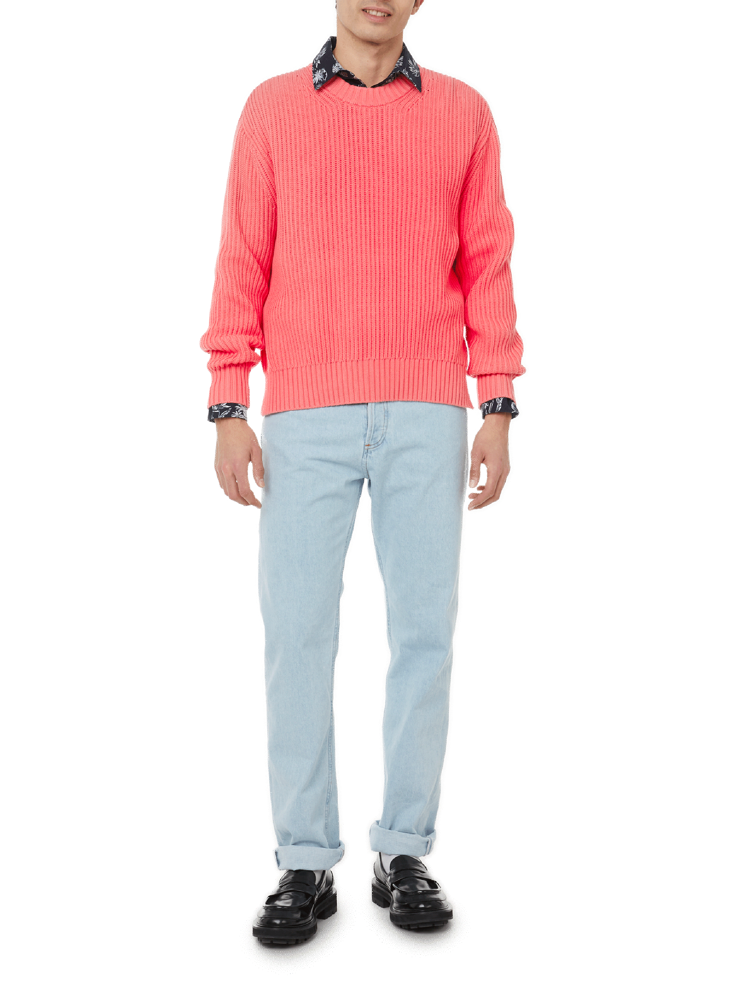 Pull en maille côtelé SAISON 1865 Rose