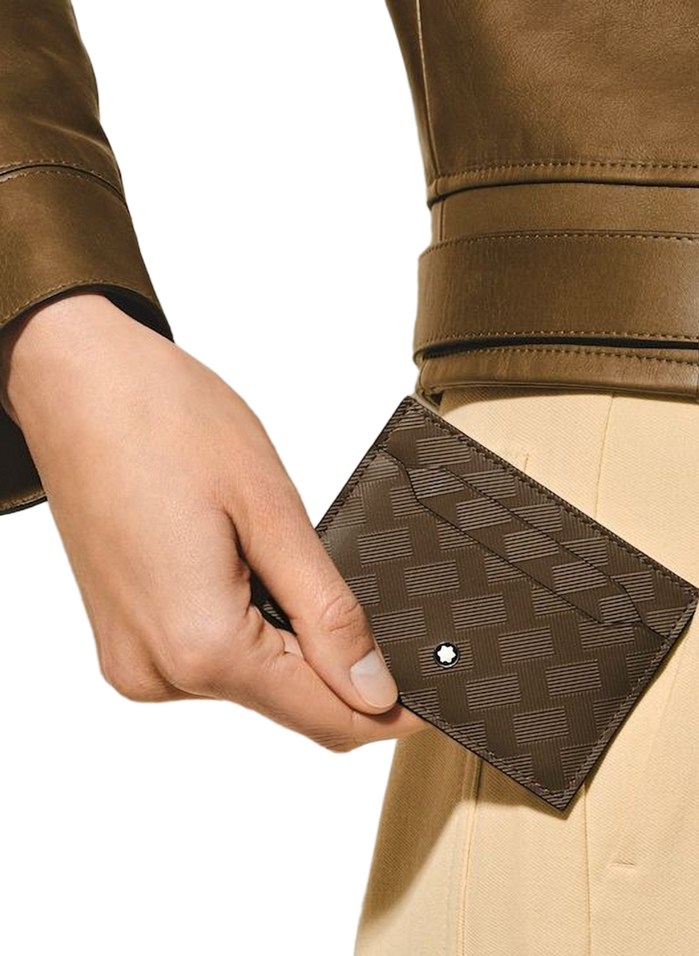 Textured leather card holder MONTBLANC Brown