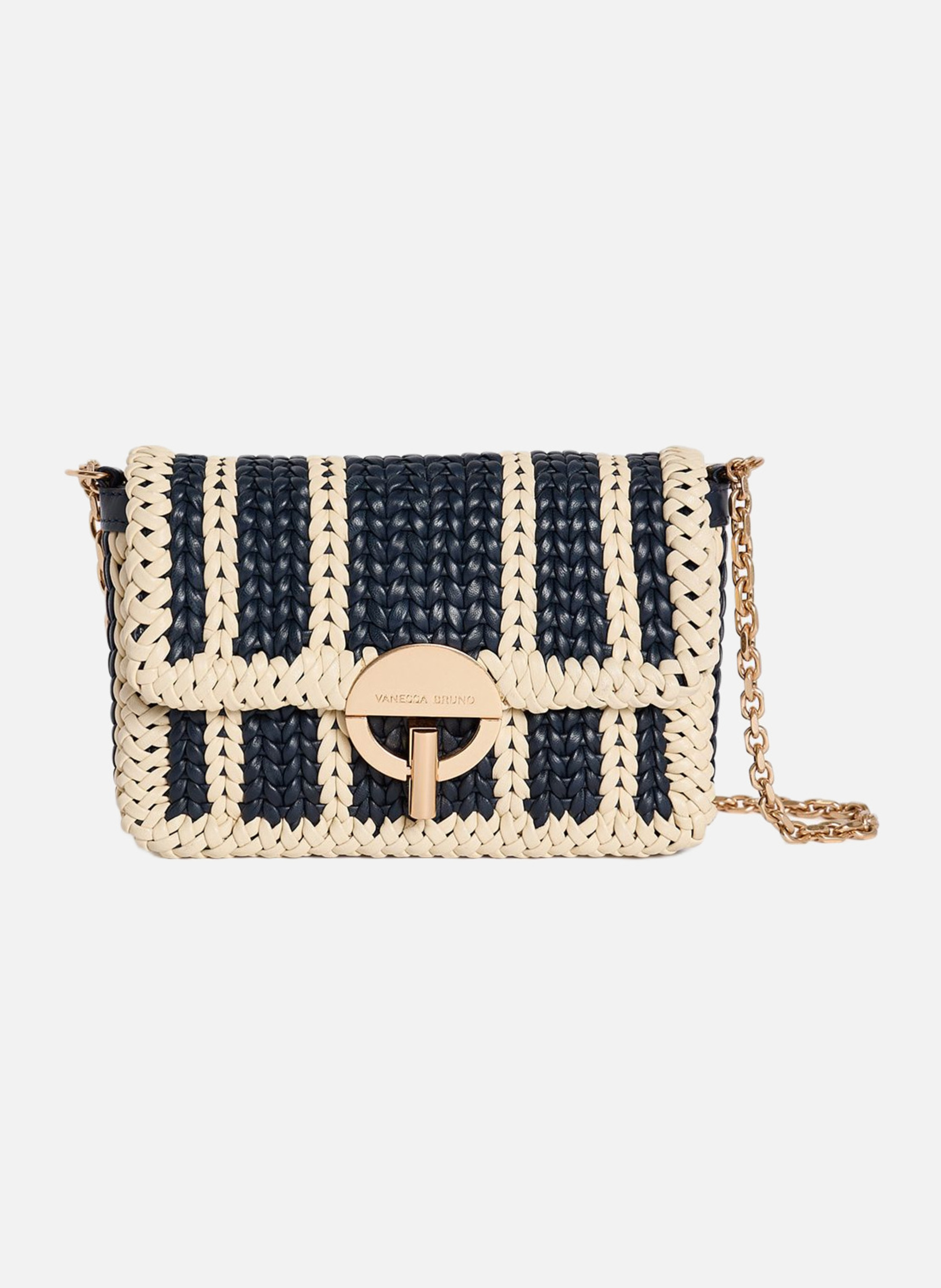 Petit sac moon en cuir tressé VANESSA BRUNO Bleu