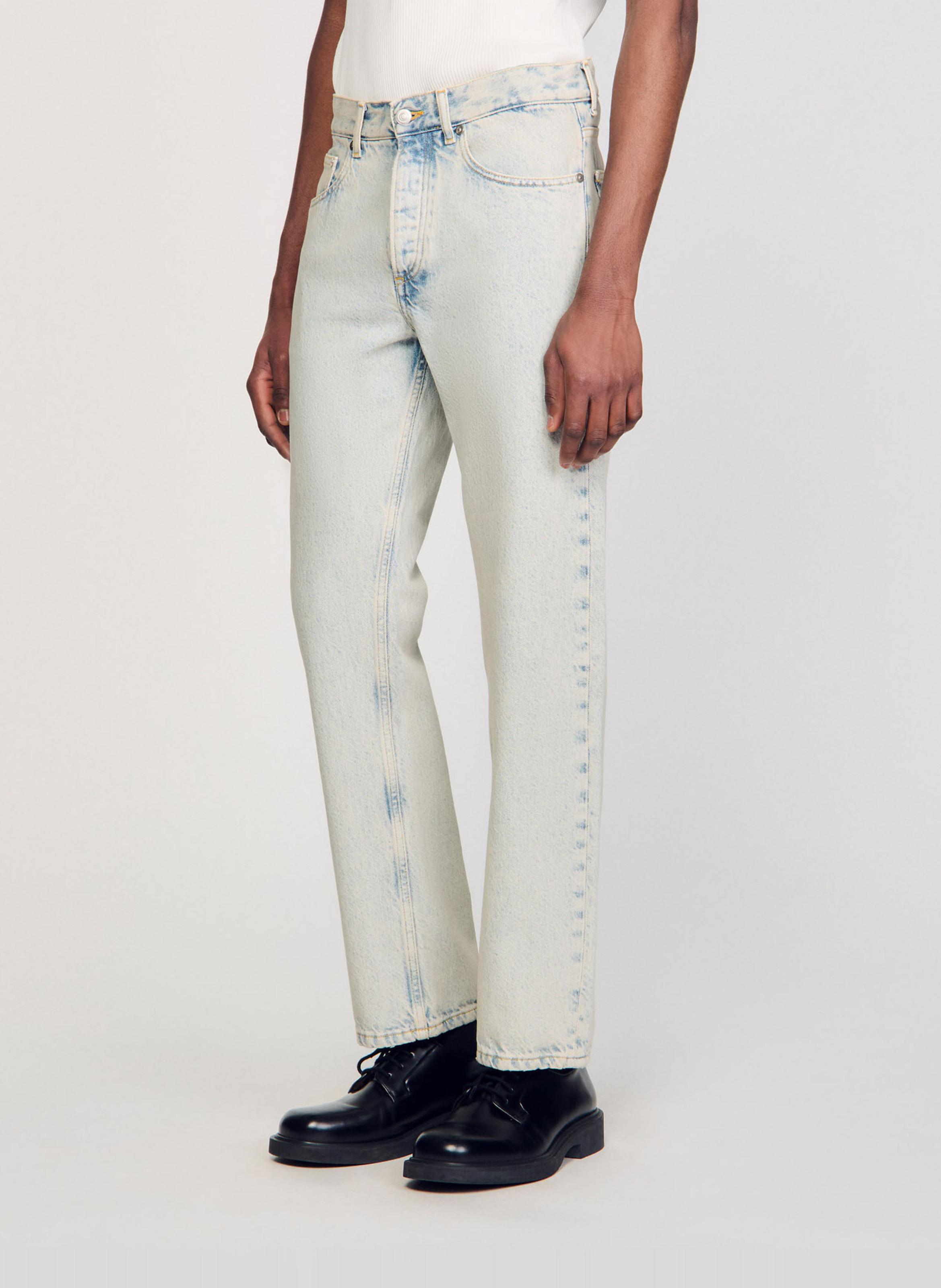Jean droit en coton SANDRO Bleu