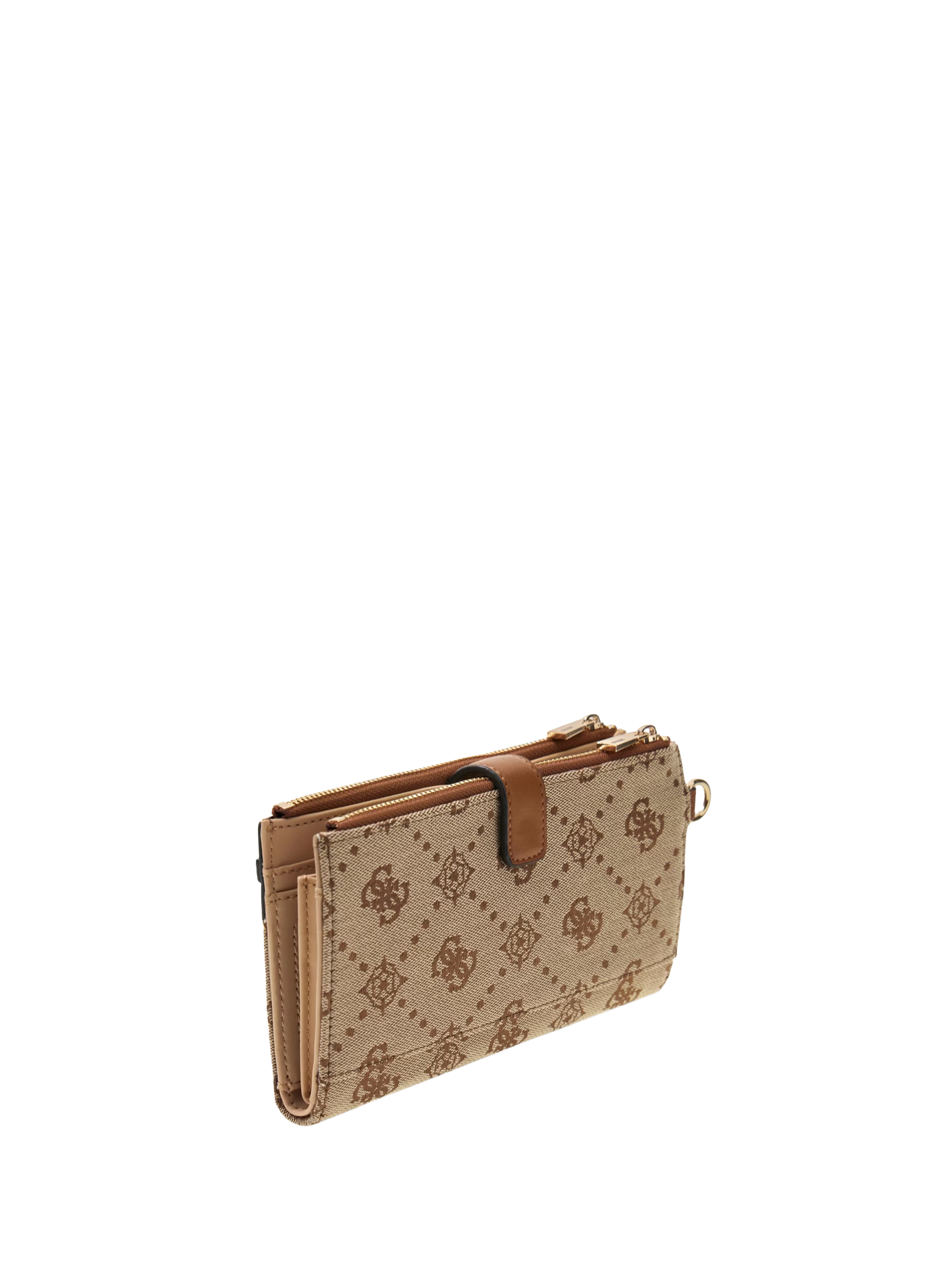 Portefeuille logotypé avec zip GUESS Marron