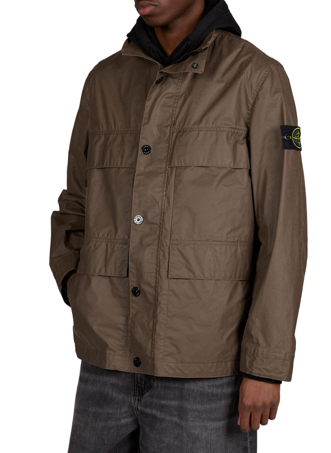 High-neck jacket STONE ISLAND Brown