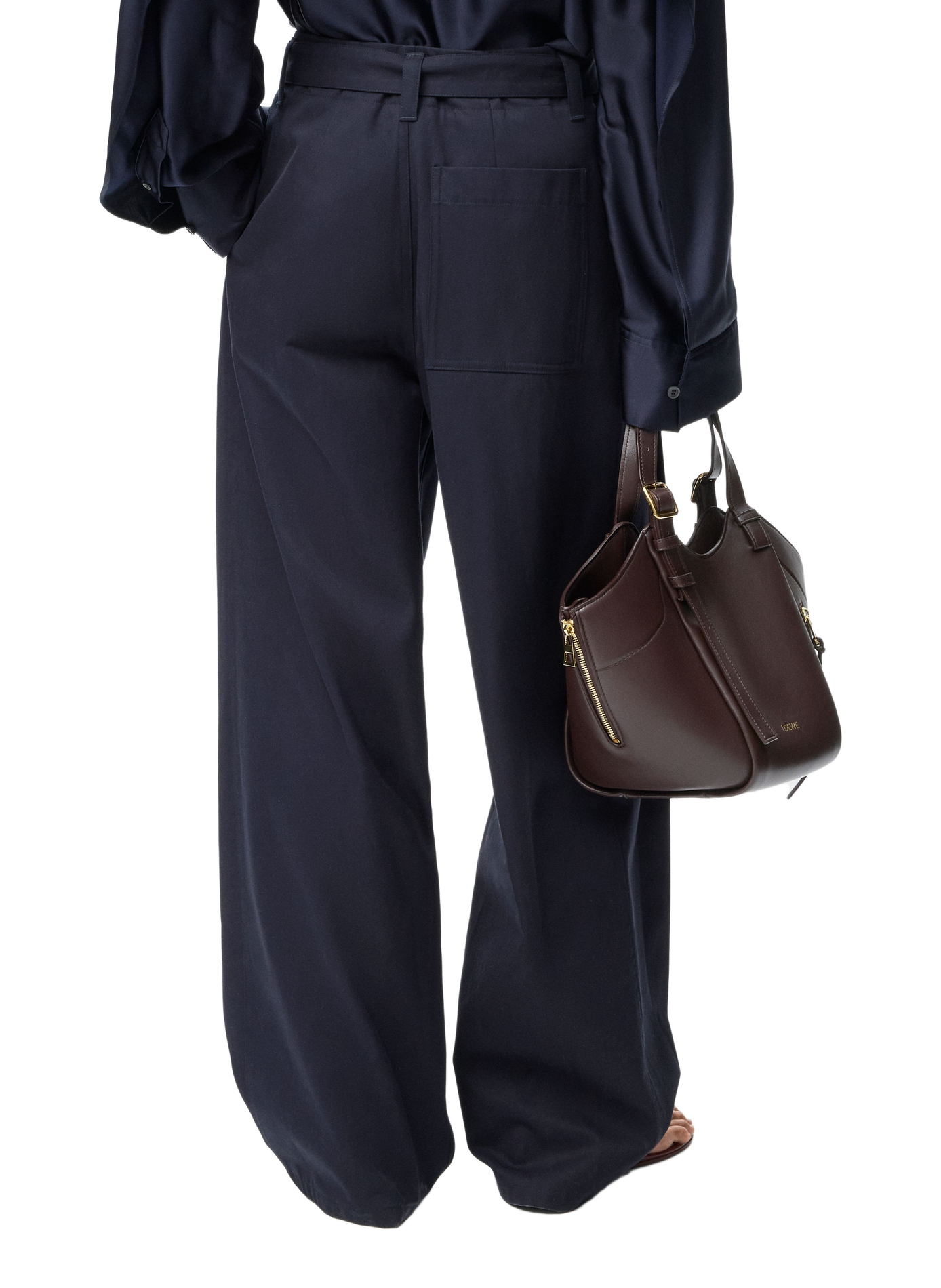 Pantalon décontractée en coton et soie LOEWE Bleu