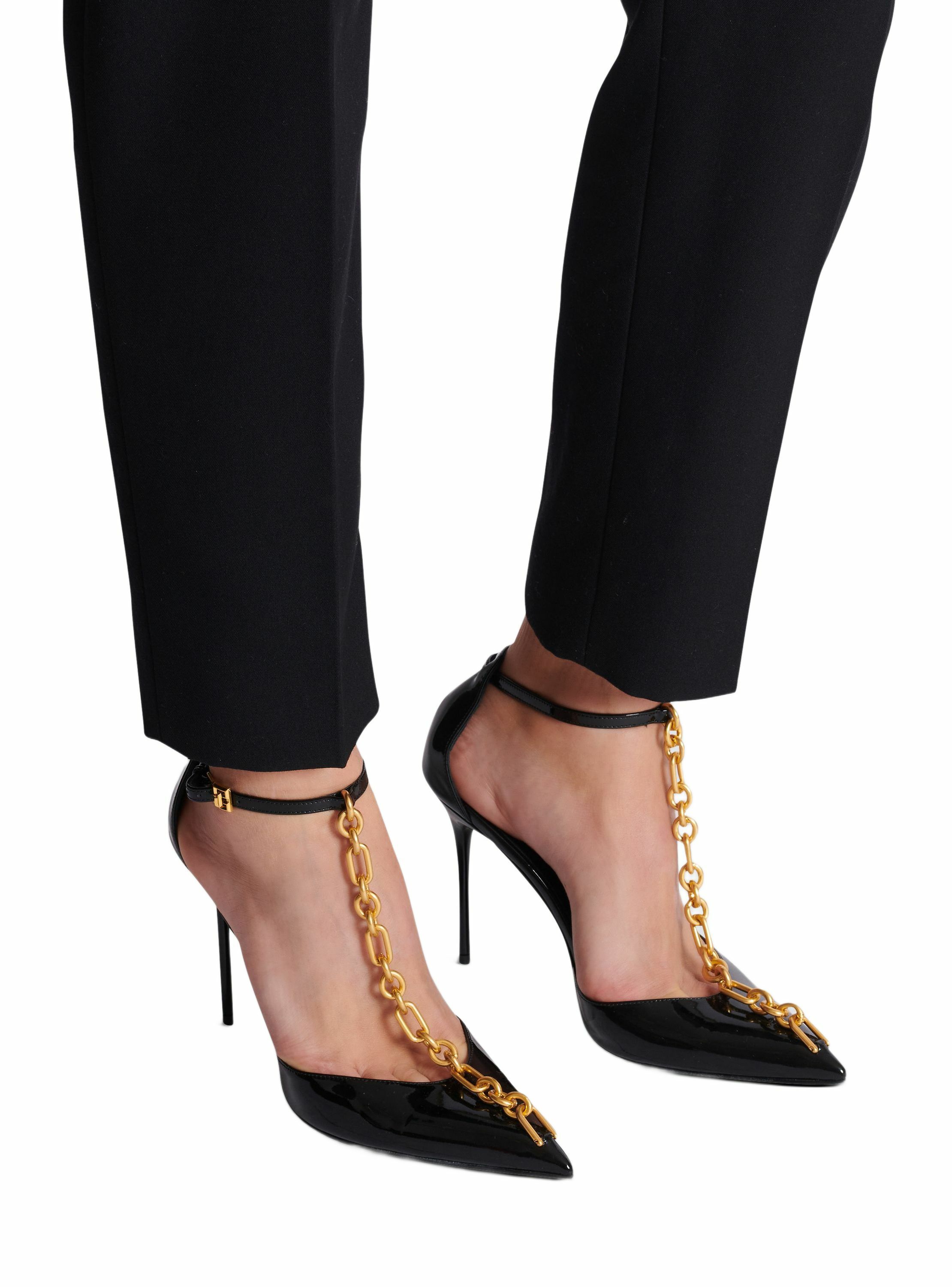 Escarpins sync en cuir verni à bout pointu BALMAIN Noir