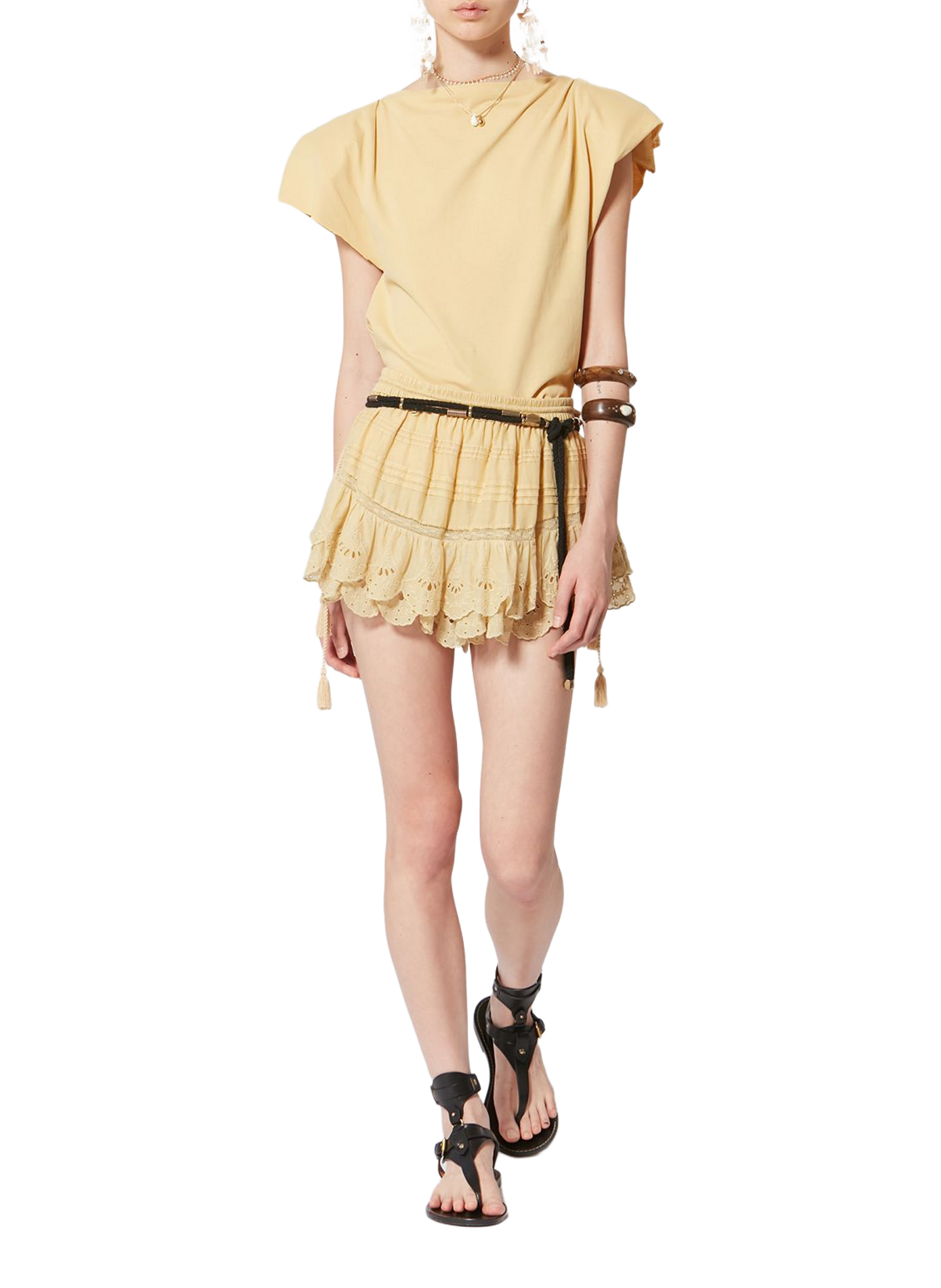 Asymmetric organic cotton Sebani T-shirt Yellow