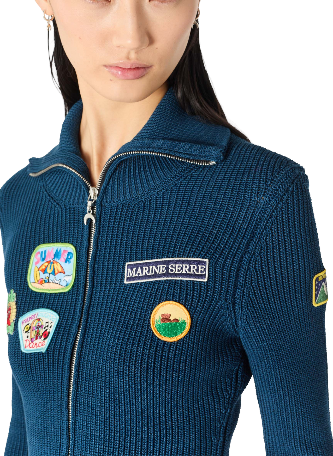 Cardigan deadstock à patchs scout MARINE SERRE Bleu