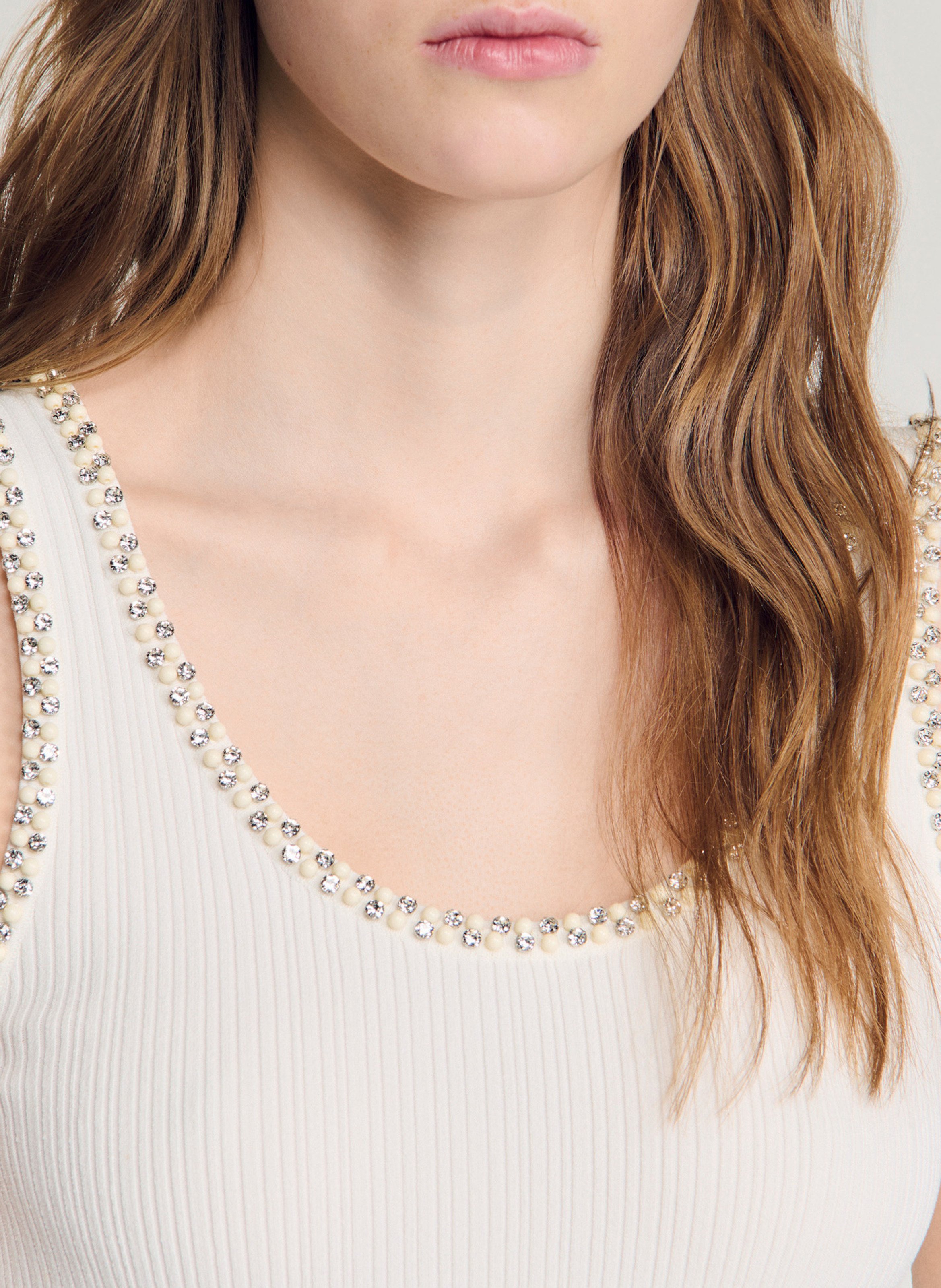 Robe longue en maille SANDRO Blanc