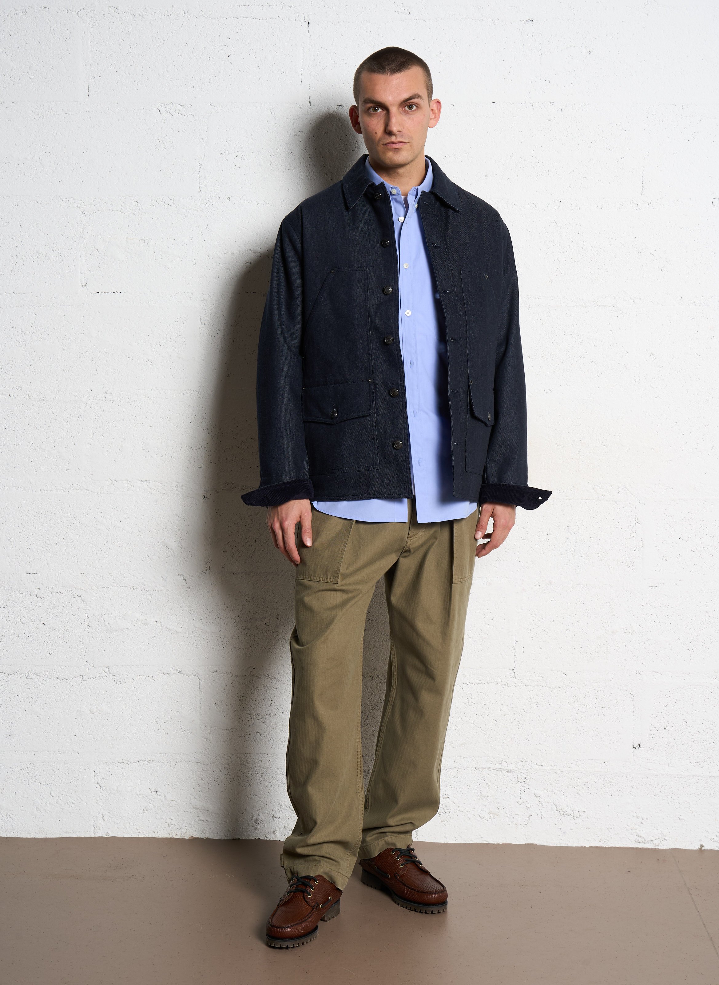 Veste en jean droite col classique en coton IKKS Bleu
