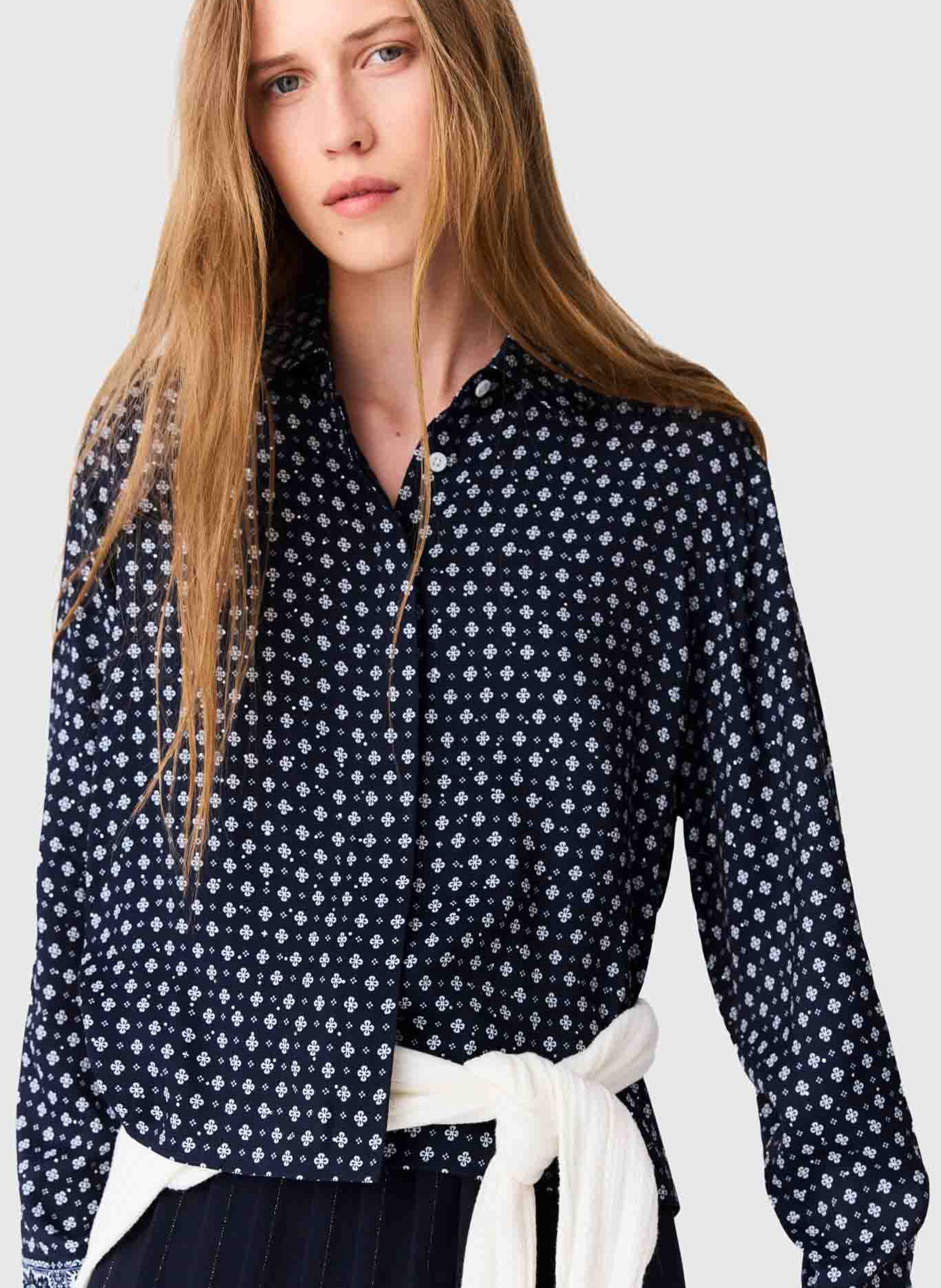 Chemise à pois MAJE Bleu