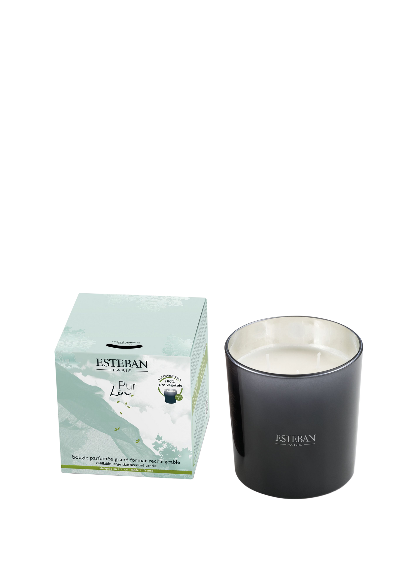 Geurkaars navulbaar Puur Linnen 450 g ESTEBAN Blauw