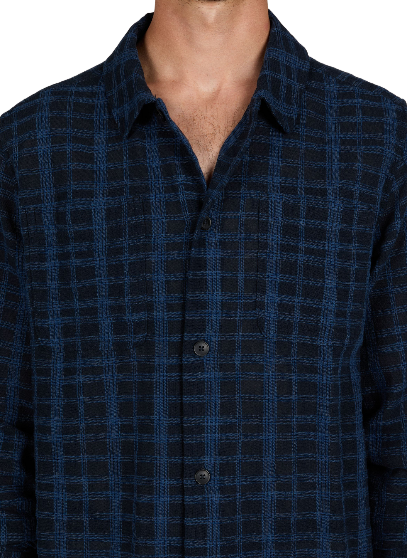 Straight shirt in cotton jacquard check pattern LES DEUX Blue