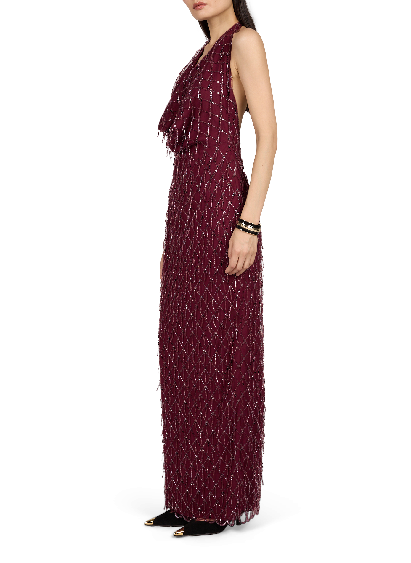Sequin backless midi dress ROTATE Red