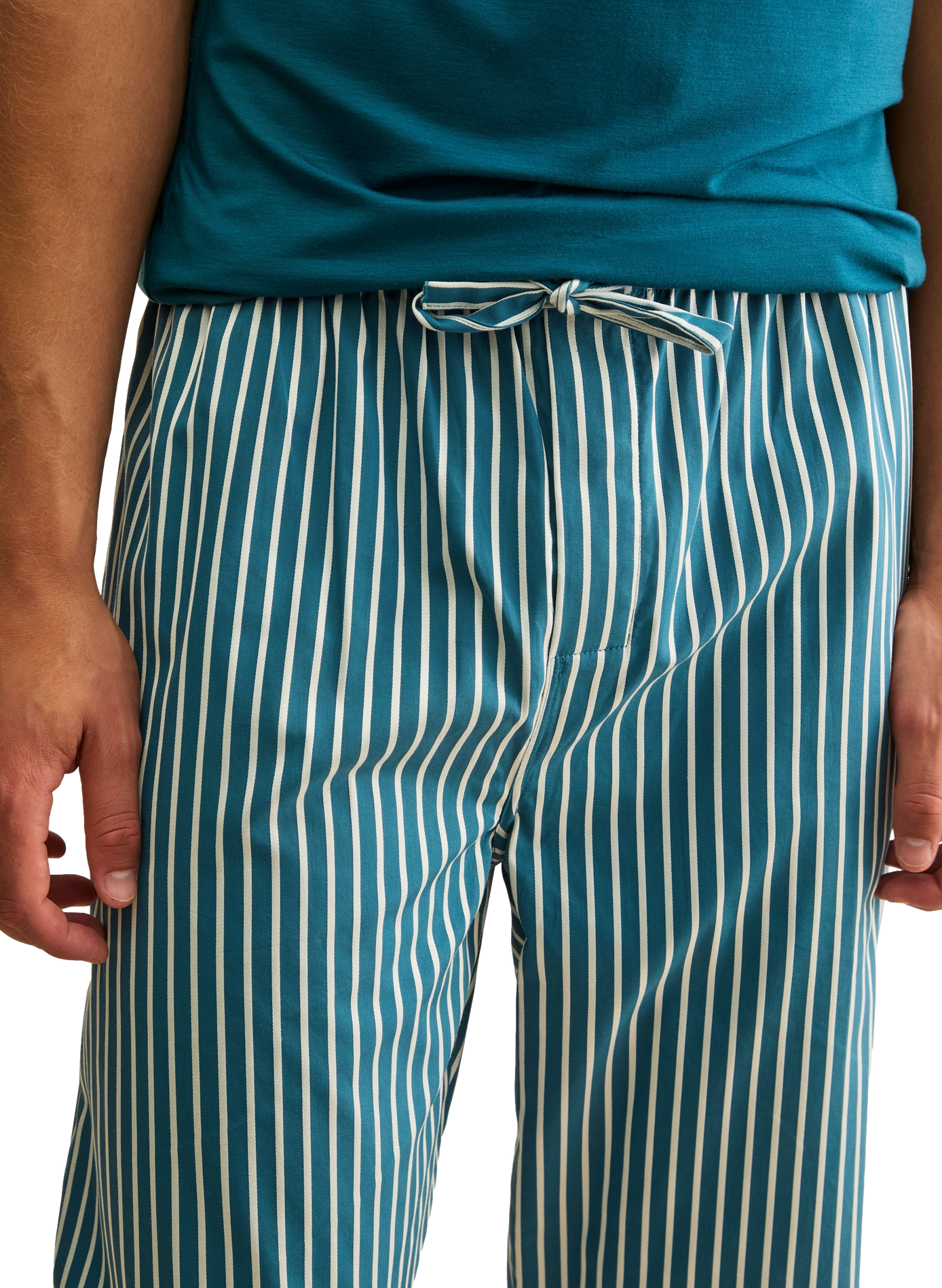 Pyjamahose mit Streifen aus Baumwolle DEREK ROSE Blau
