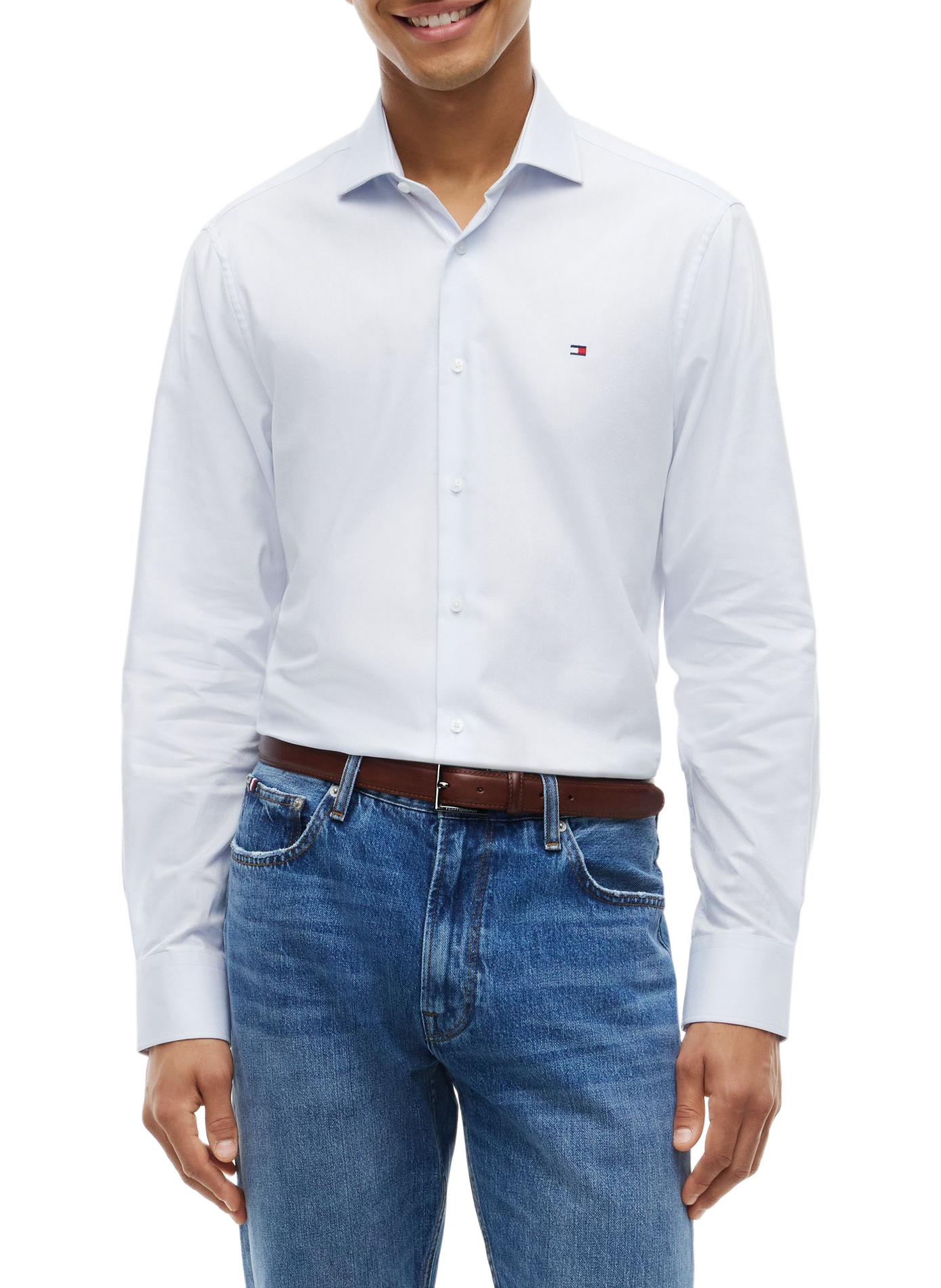 Gerade geschnittenes Hemd mit klassischem Kragen aus Baumwolle | Blau TOMMY HILFIGER Herren