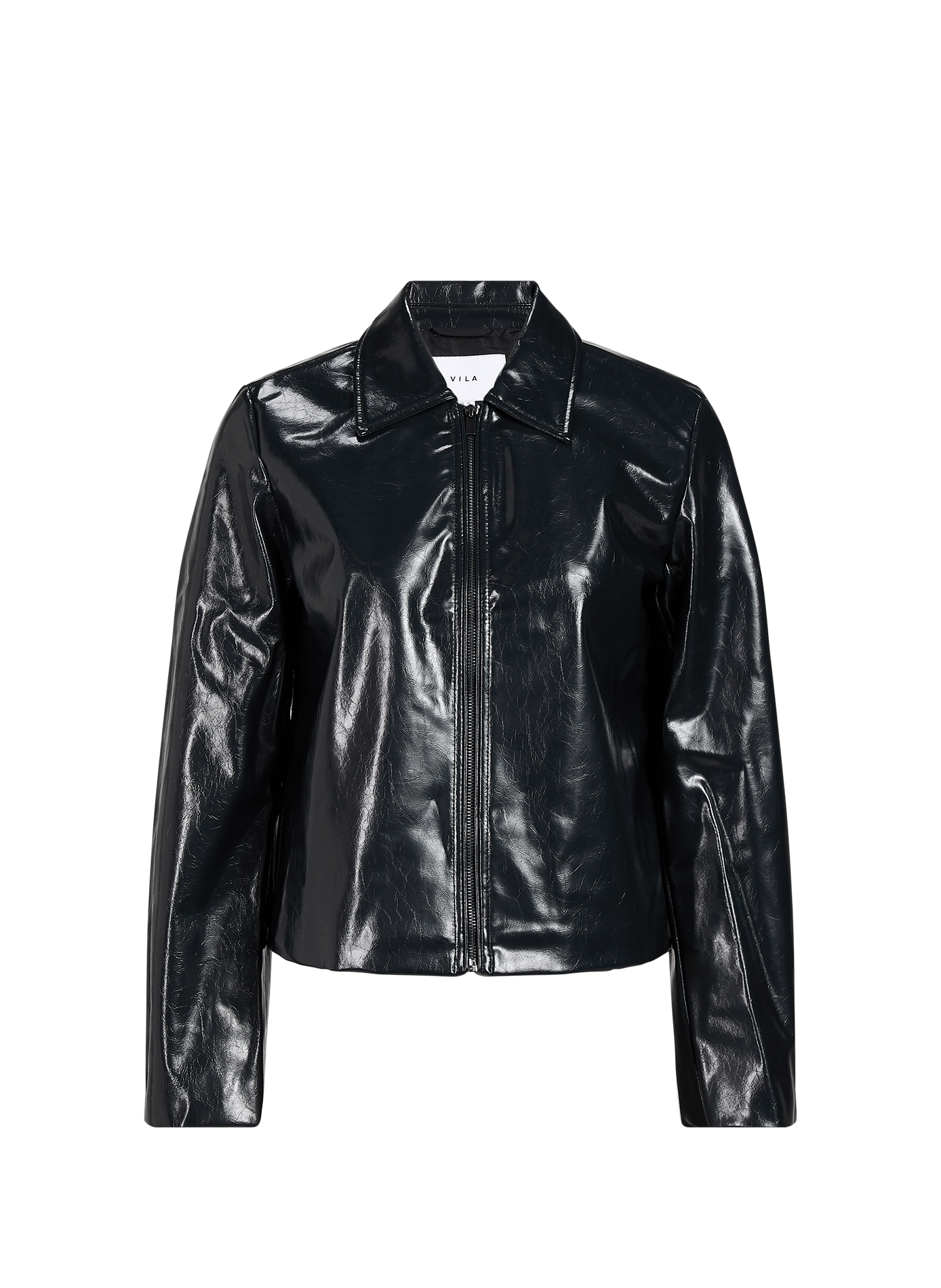 Vishinny Cropped Coated-Effect Jacket VILA Black