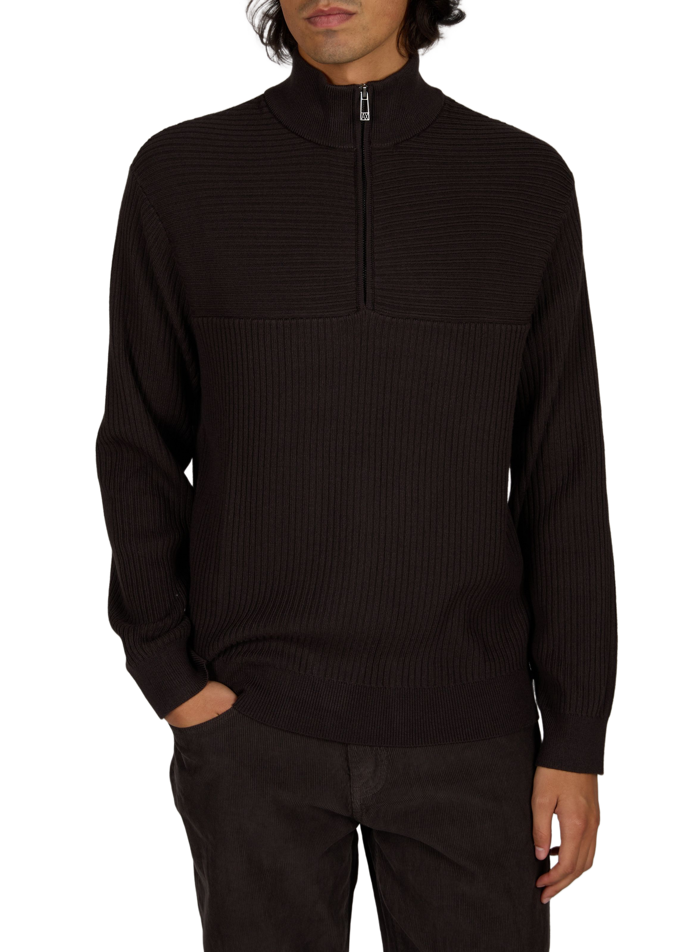 Pull droit en maille ARMANI EXCHANGE Marron