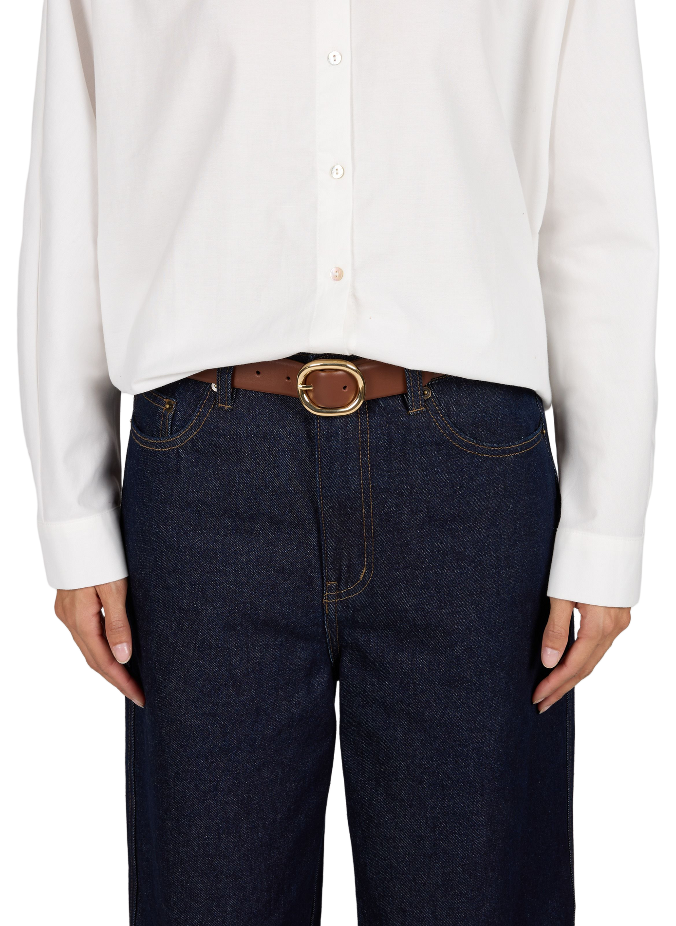Leather buckle belt AU PRINTEMPS PARIS Brown