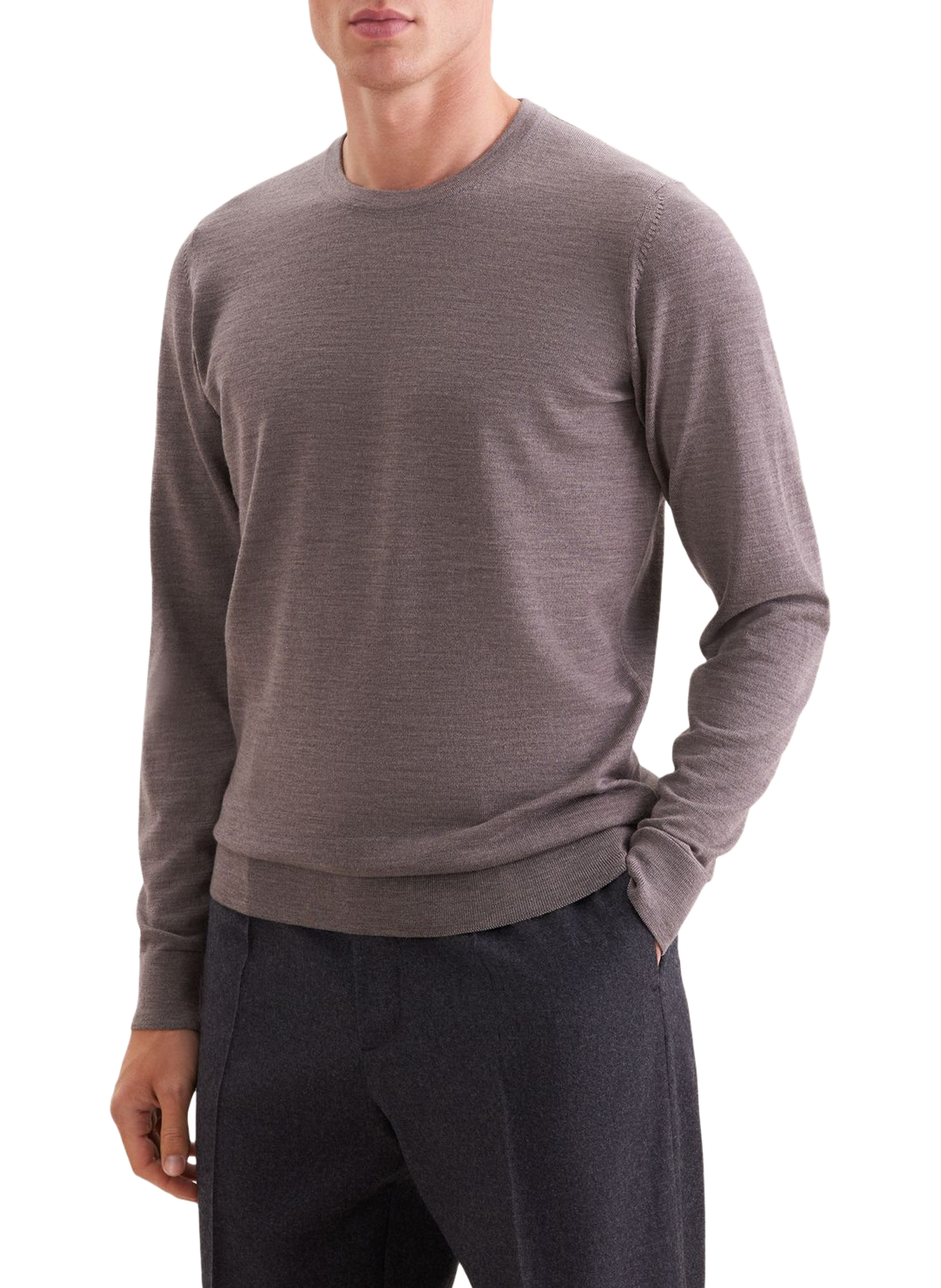 Gerader Rundhalsausschnitt-Pullover aus Wolle SEIDENSTICKER Beige
