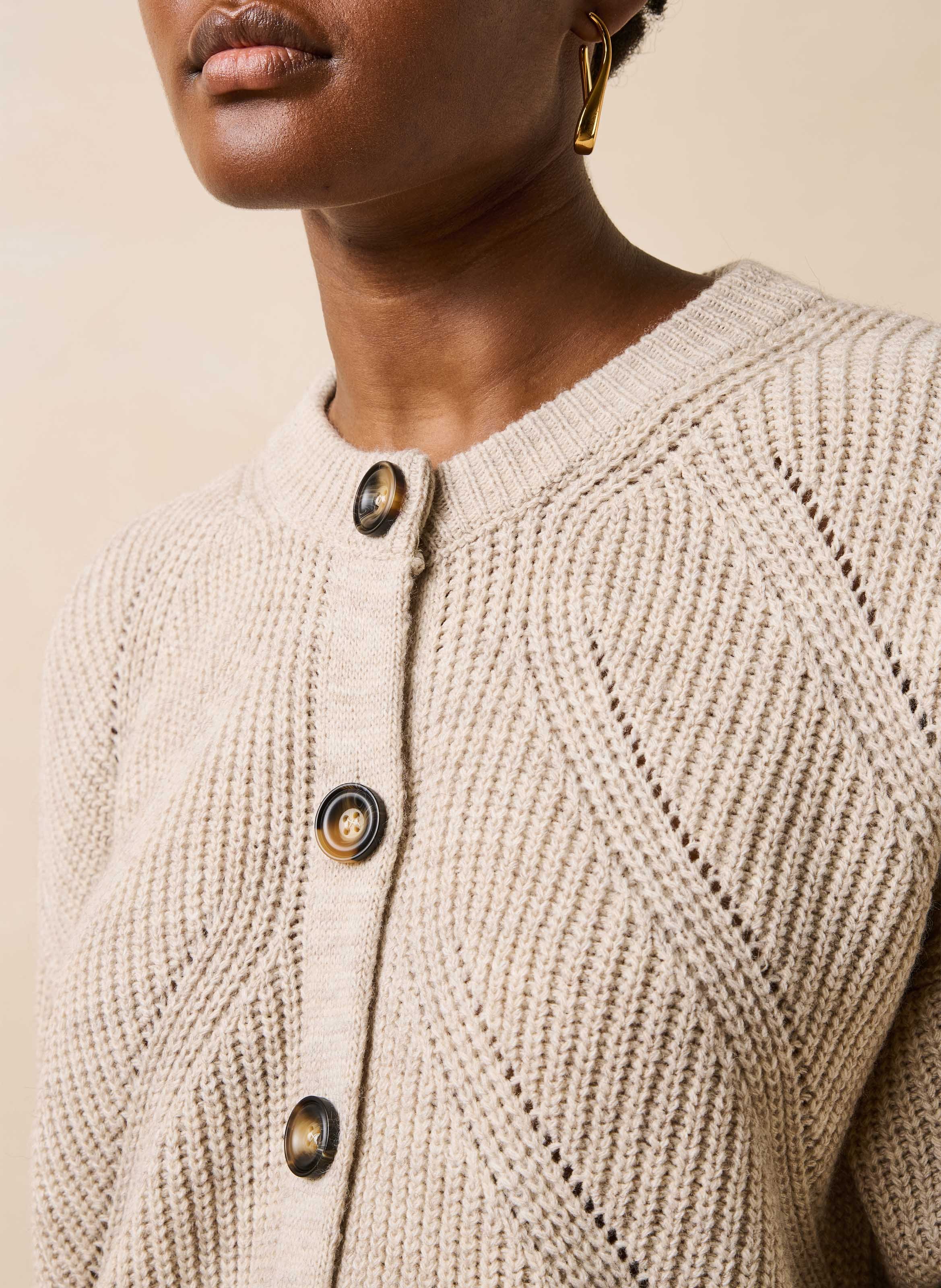 Vest met ronde hals van wolmix LA FEE MARABOUTEE Beige