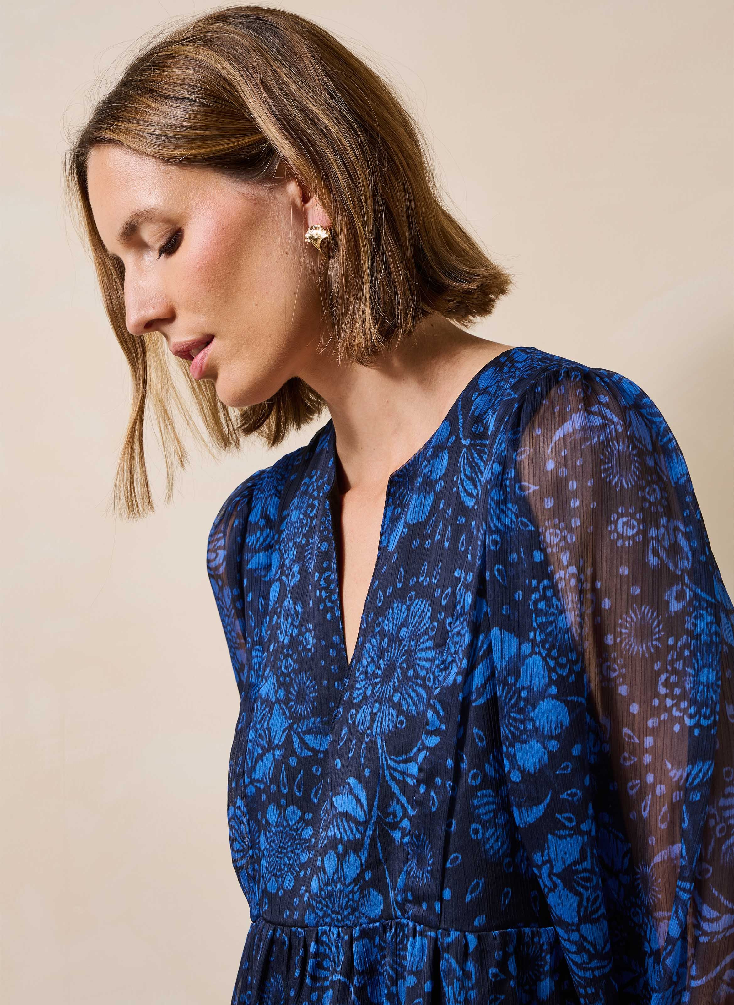 Losvallende jurk met bloemenprint LA FEE MARABOUTEE Blauw