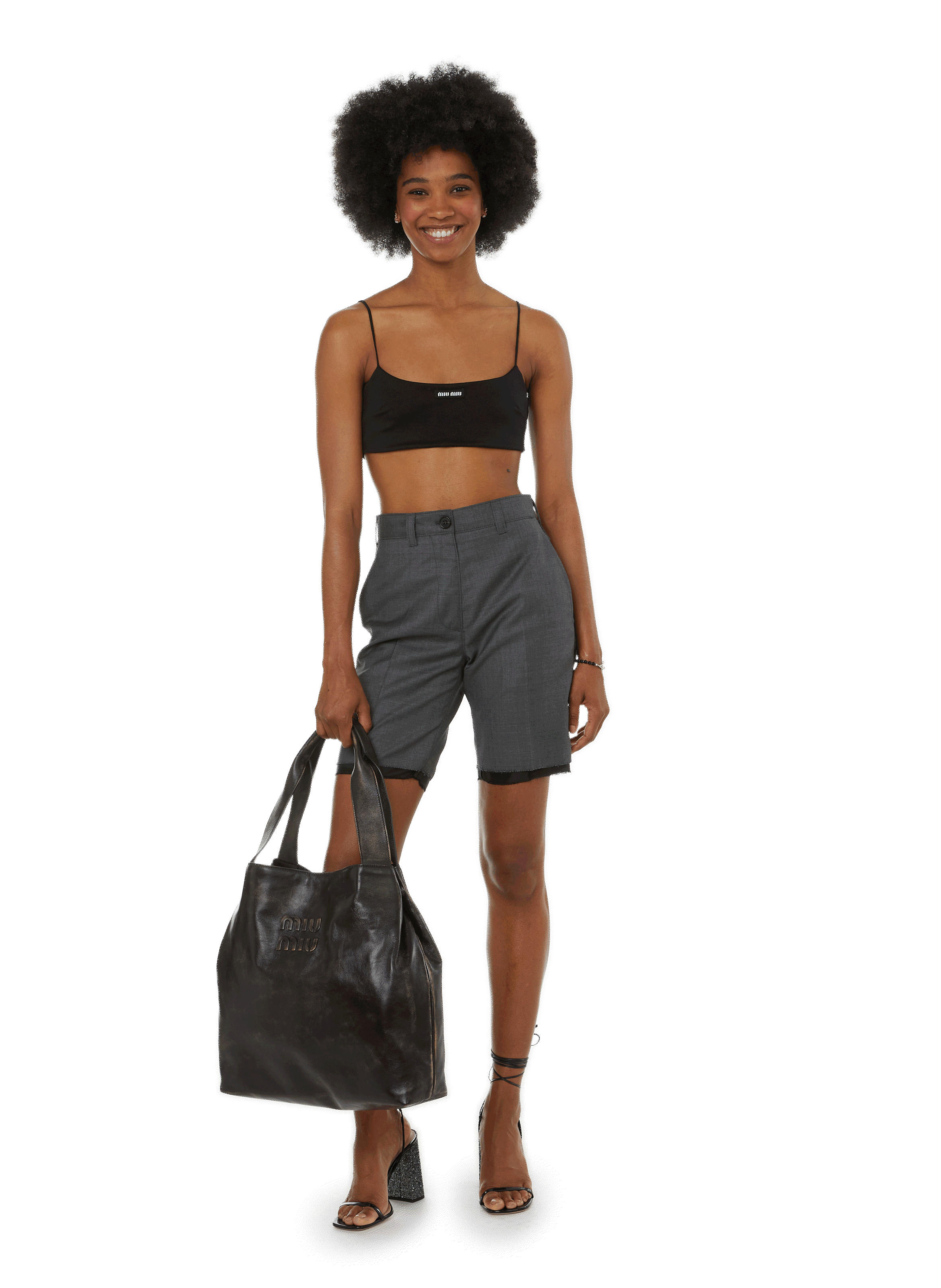 Bermuda tailleur en laine vierge MIU MIU Gris