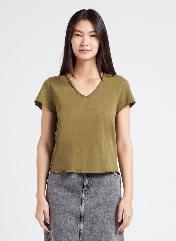 AMERICAN VINTAGE Tee-shirt droit bords francs en coton sonoma Vert