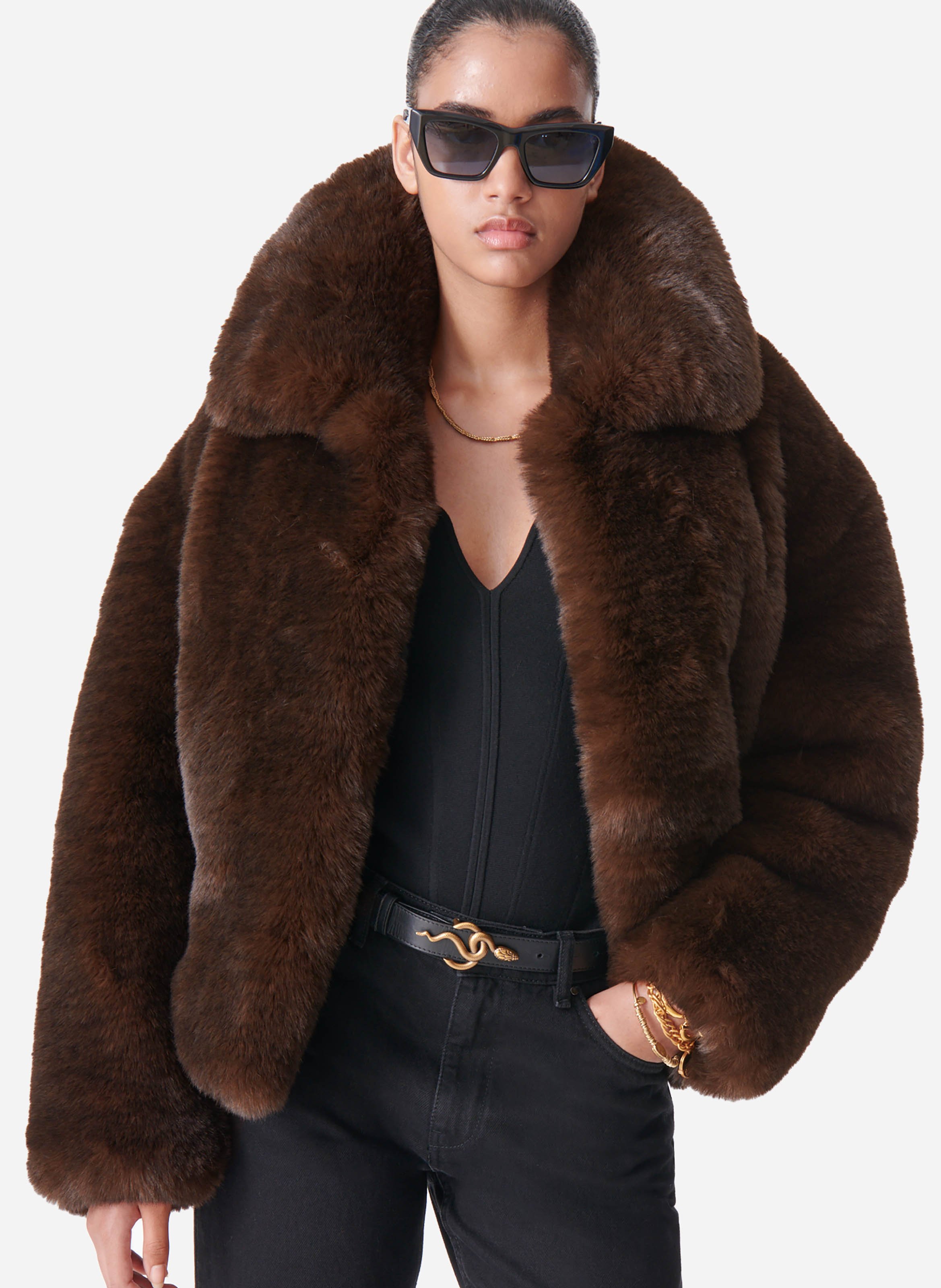 VANESSA BRUNO Manteau fausse fourrure daniel Marron