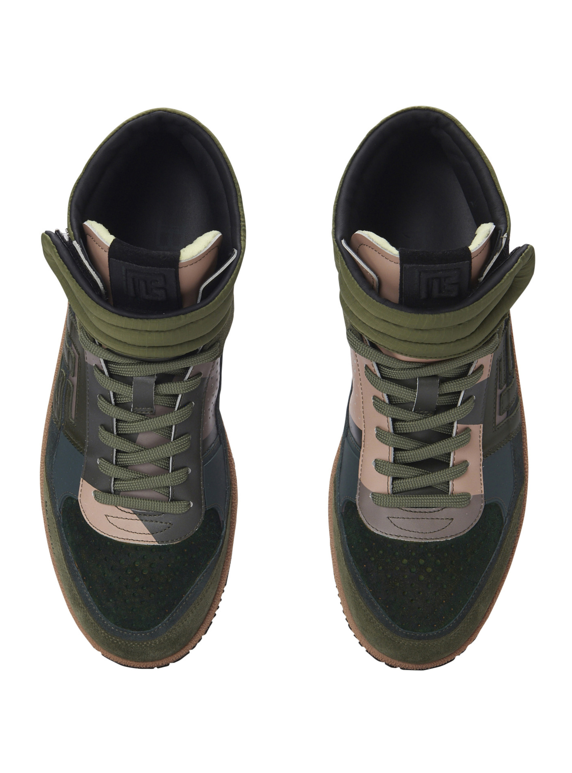 Baskets balmain swan mid-top en cuir de veau et cuir suédé BALMAIN Noir