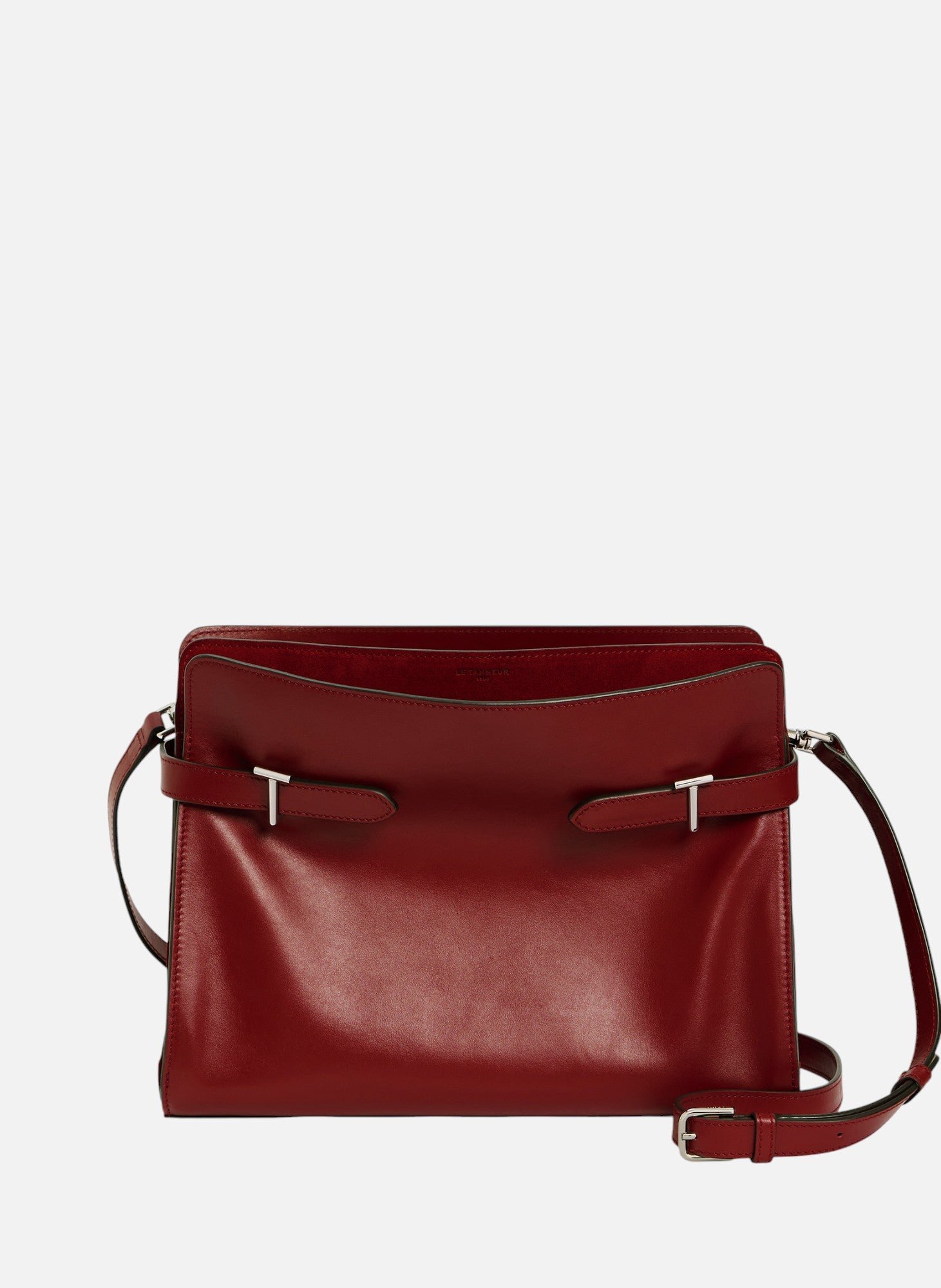 Sac porté épaule grand modèle emie en cuir lisse et nubuck LE TANNEUR Rouge