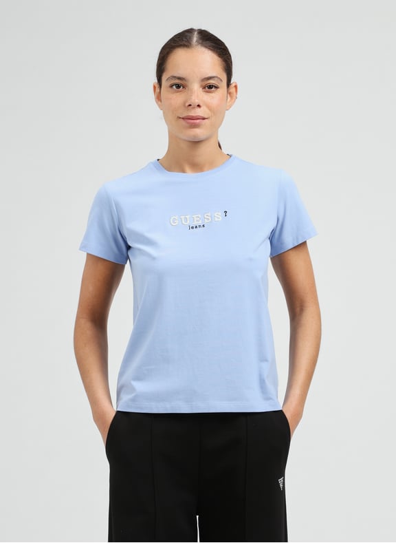 T-shirt avec logo brodé Bleu by GUESS GUESS T-shirt avec logo brodé Bleu