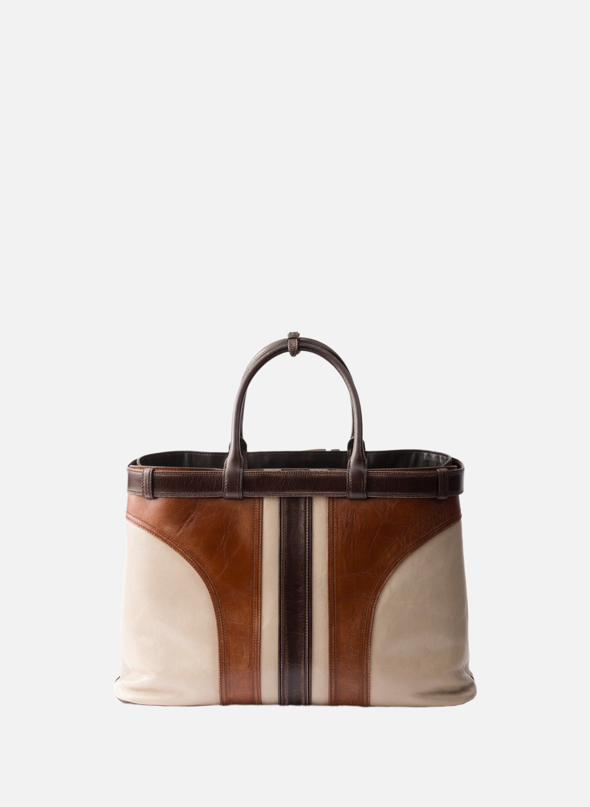 Sac prada buckle en cuir vieilli avec ceinture PRADA Beige