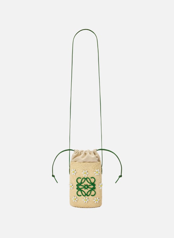 Square Pocket en palmier Iraca et cuir de veau Vert by LOEWE LOEWE Square Pocket en palmier Iraca et cuir de veau Vert