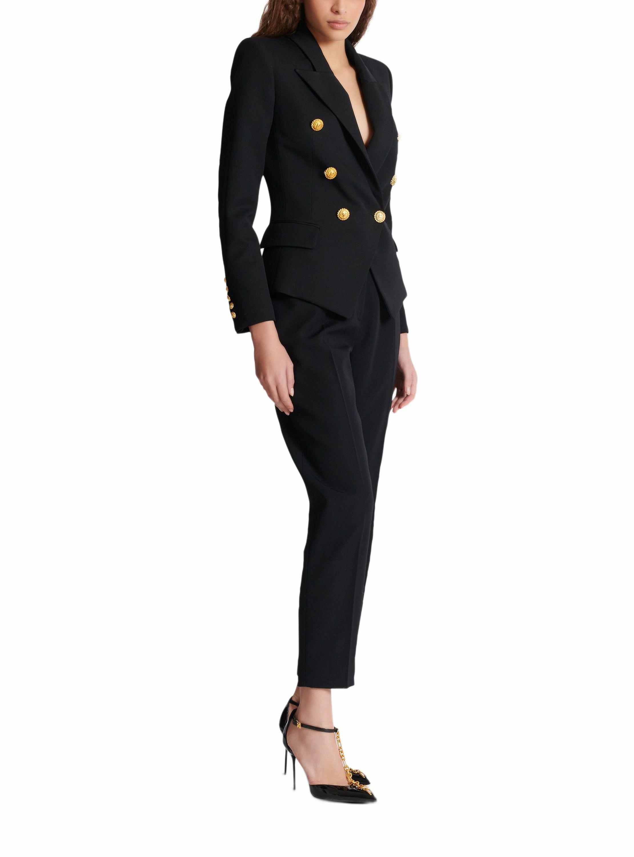 Veste 6 boutons ajustée en grain de poudre BALMAIN Noir