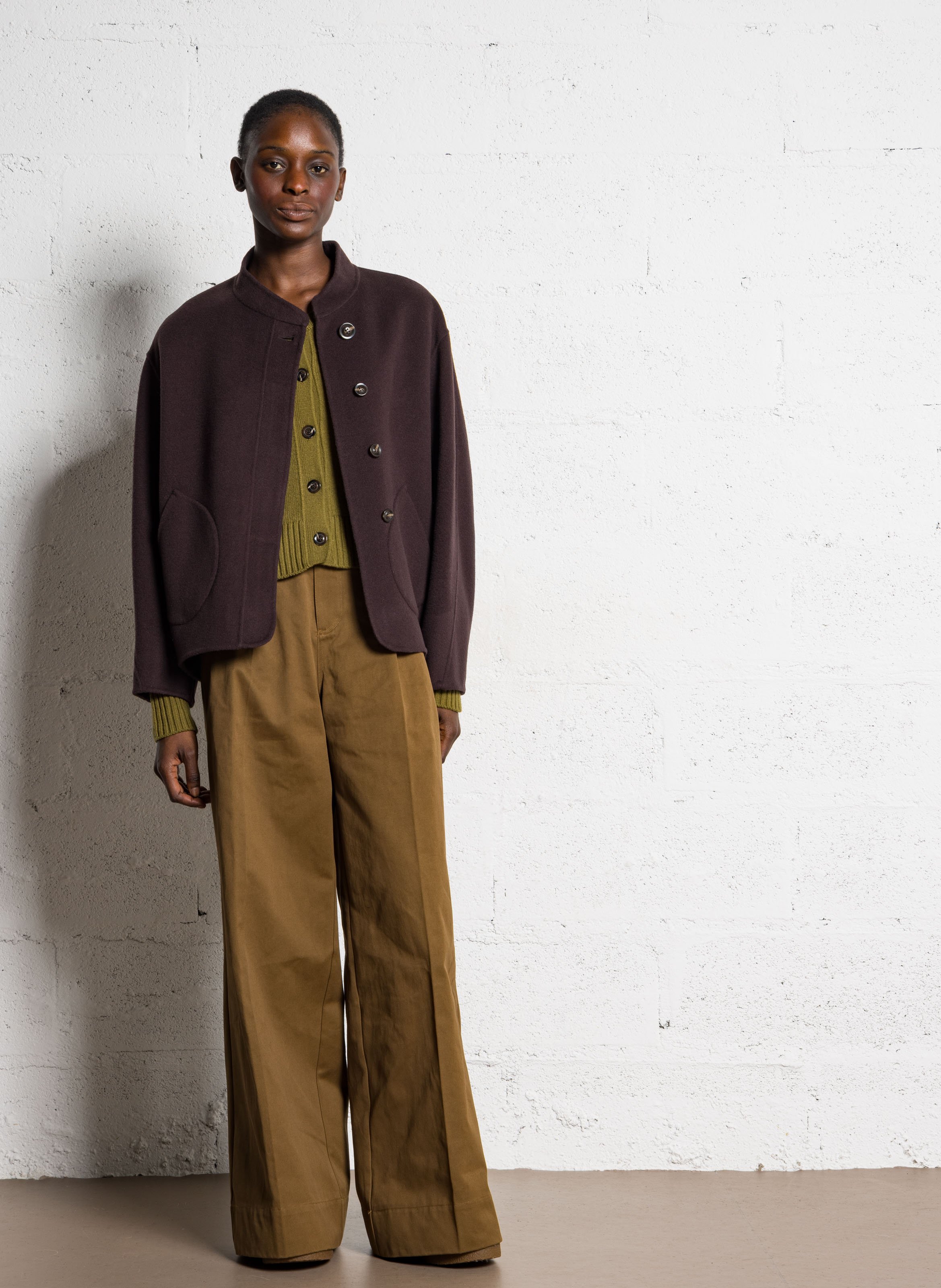 Manteau col rond en laine mélangée windsor SOEUR Violet