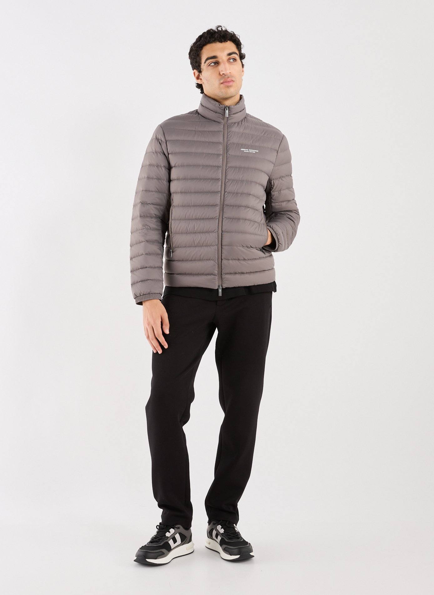 Quilted straight down jacket ARMANI EXCHANGE Brown