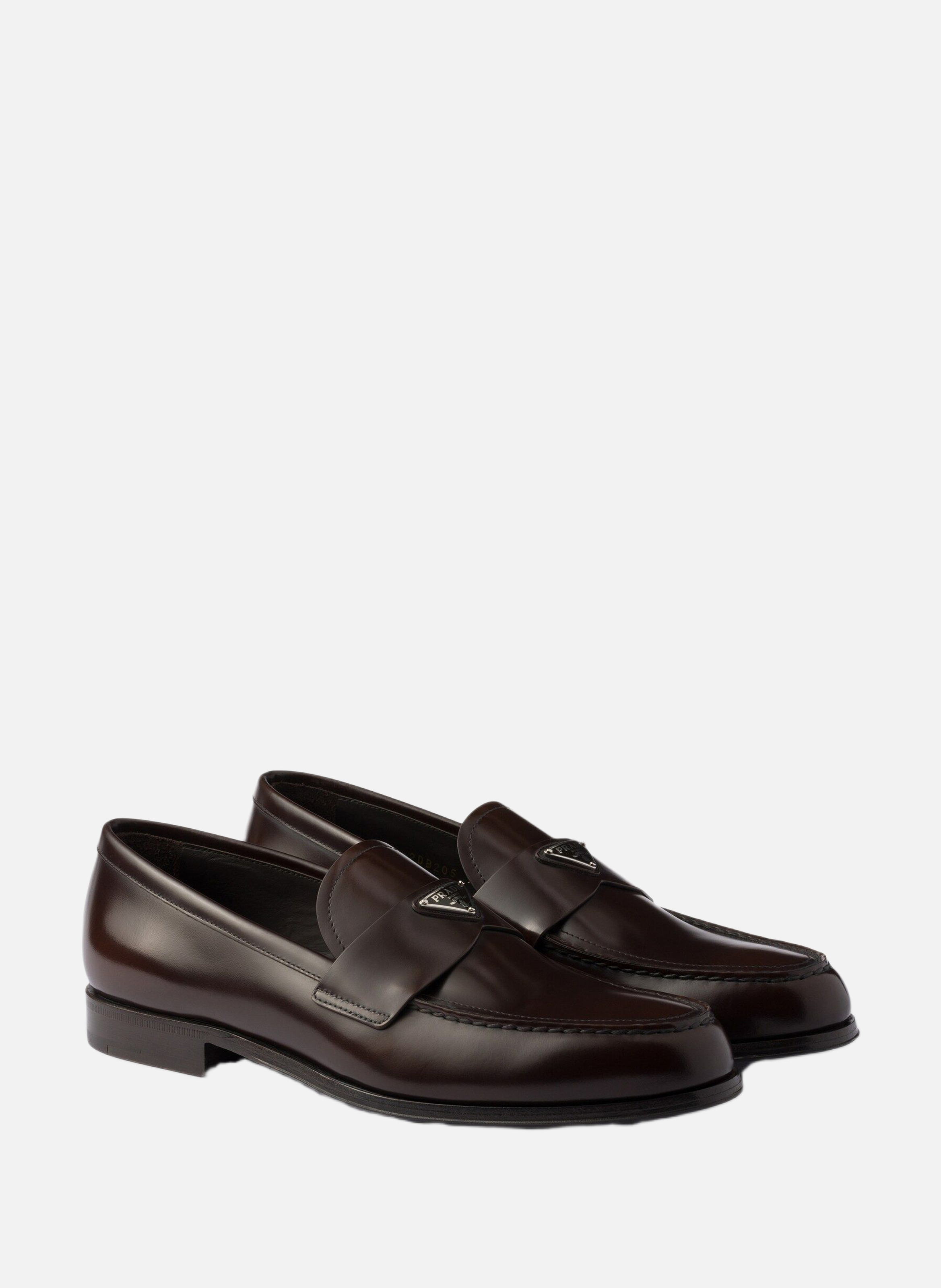 Mocassins en cuir brossé PRADA Marron