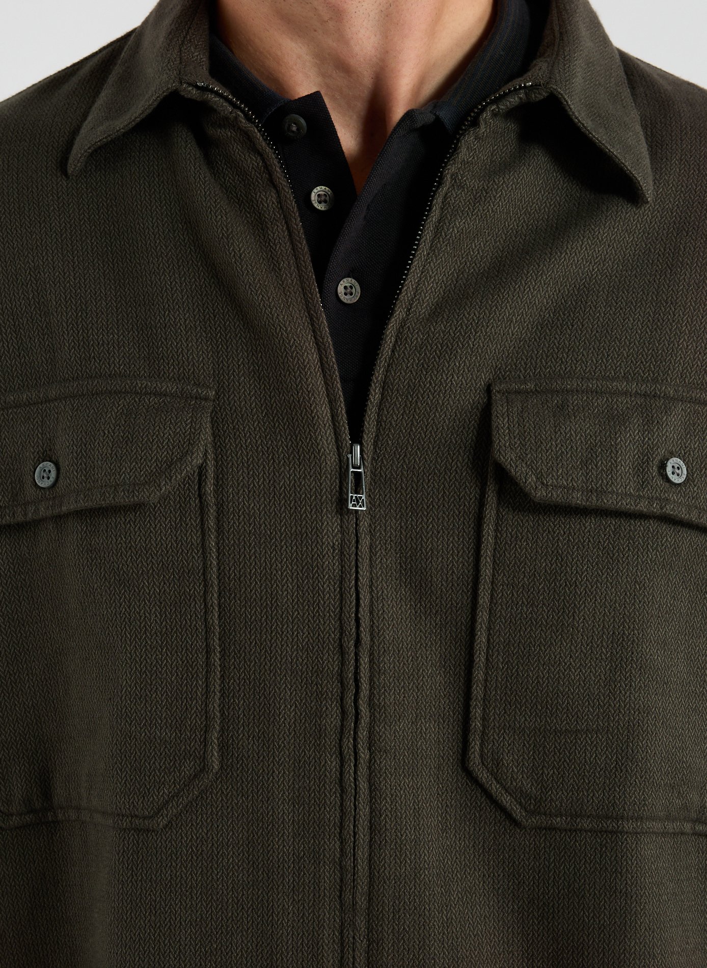 Chemise col classique manches contrastantes en coton ARMANI EXCHANGE Brown