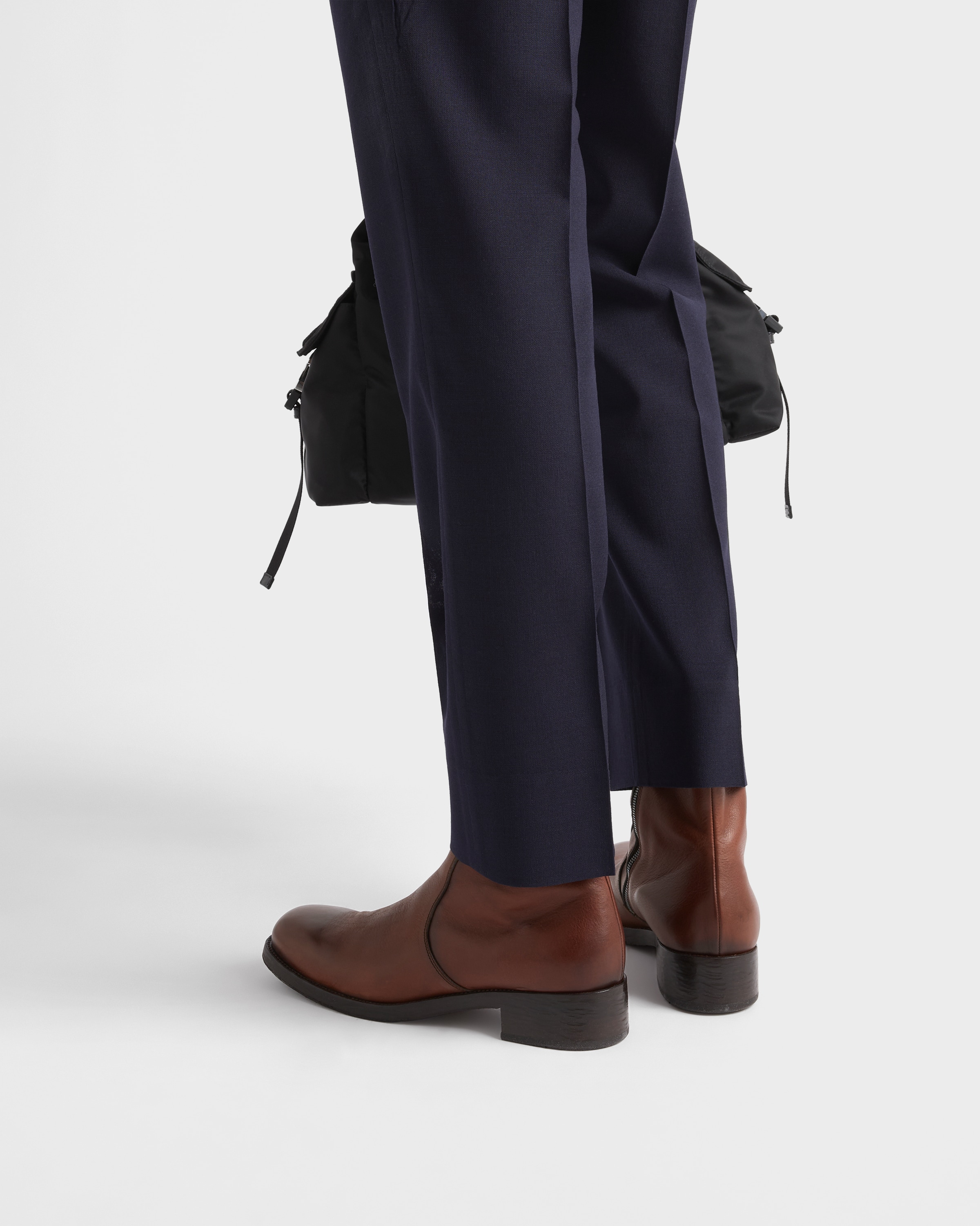 Bottes en cuir avec fermeture à glissière PRADA Marron