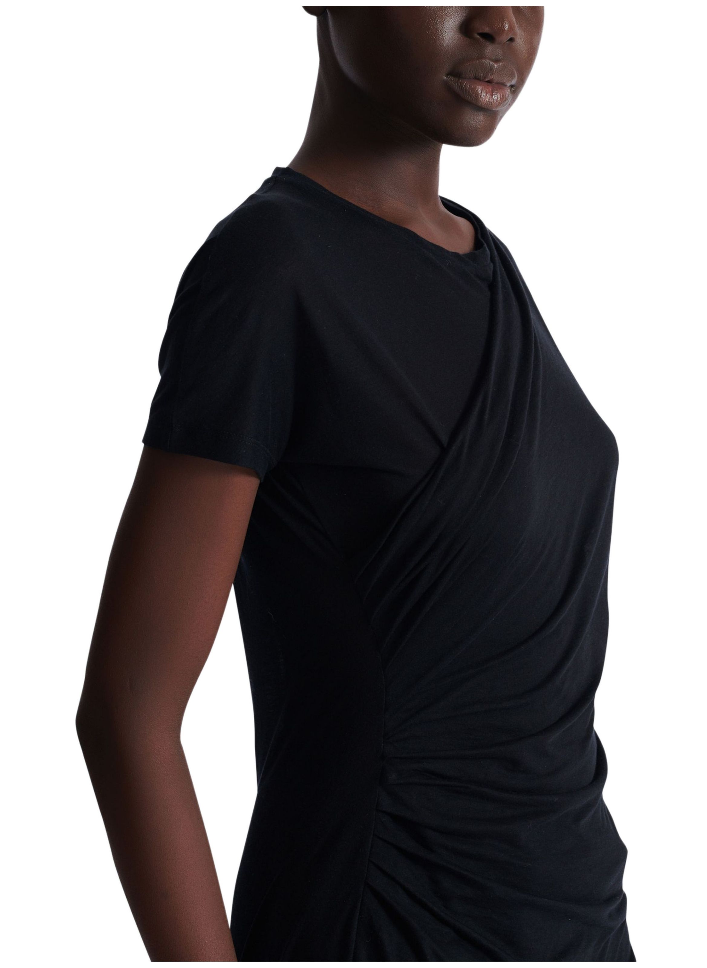 T-shirt à manches courtes drapé BALMAIN Noir