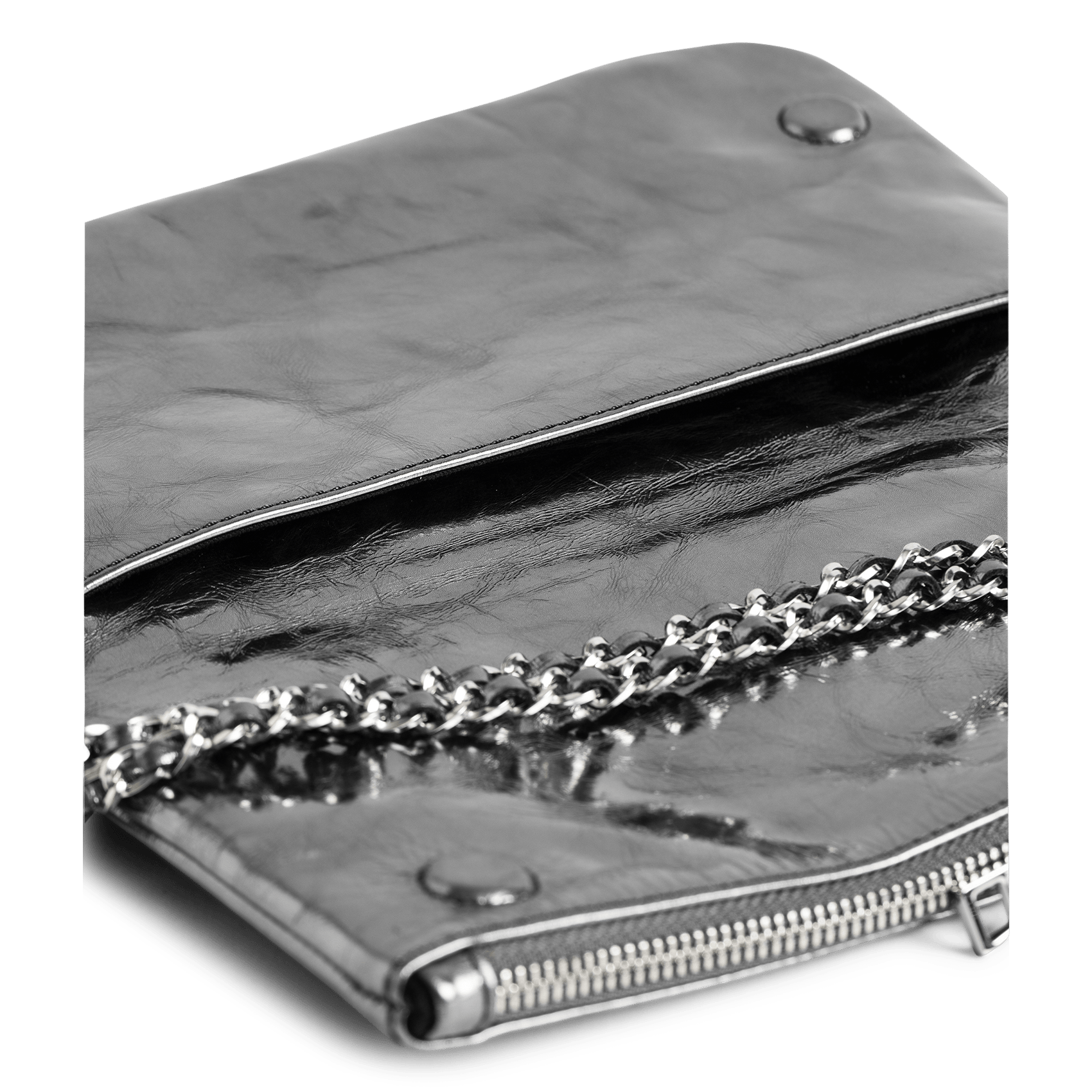 Pochette en cuir métallisé rock ZADIG&VOLTAIRE Gris