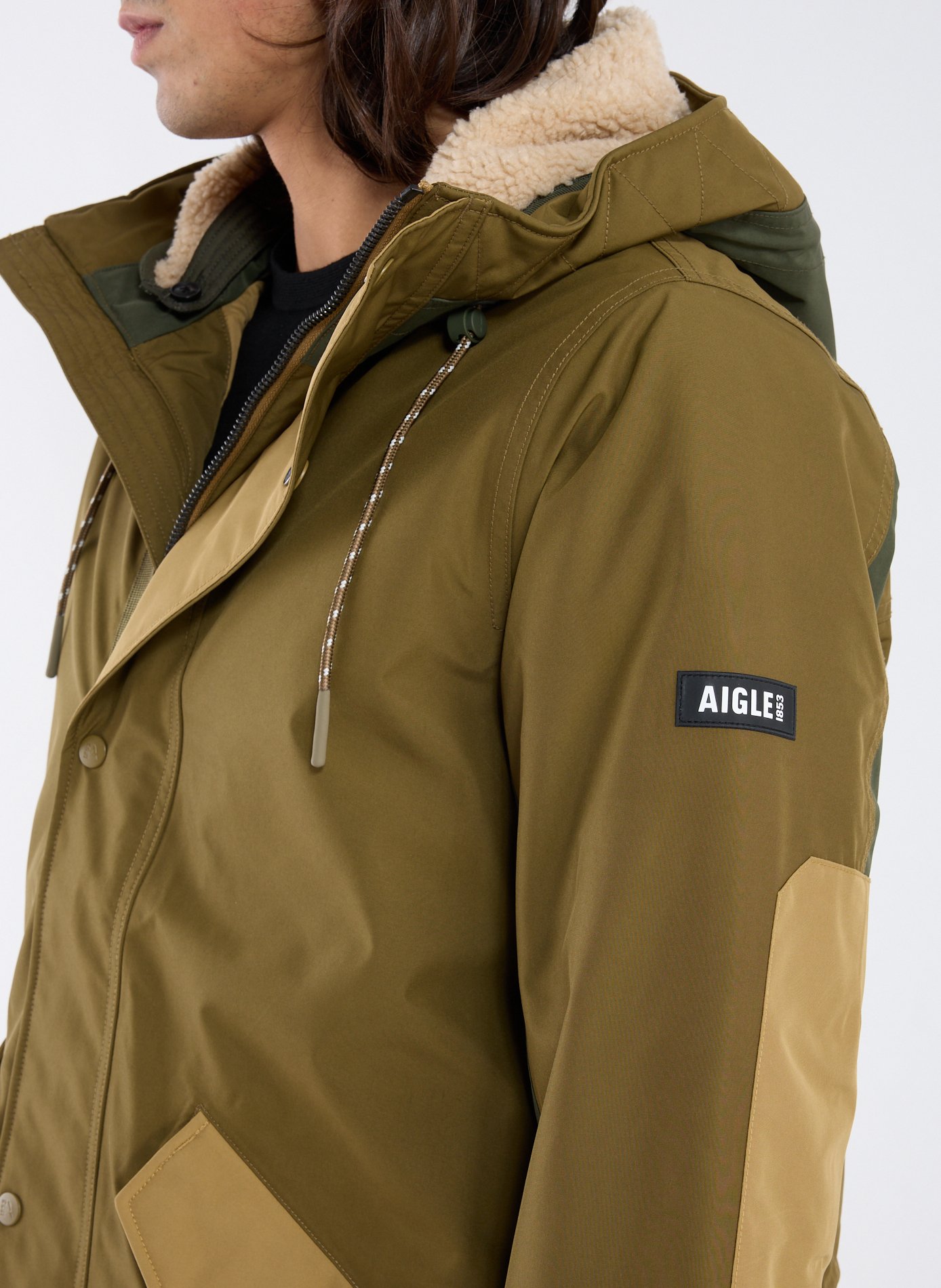Straight hooded parka AIGLE Khaki